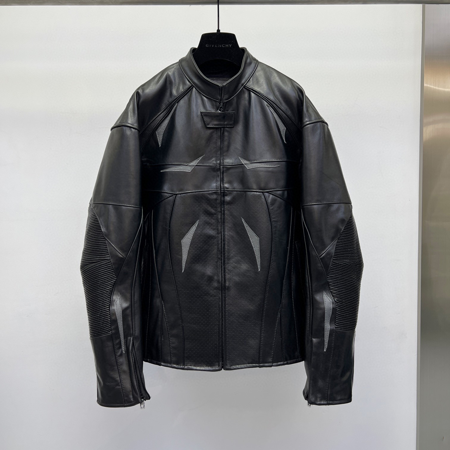 NIGO Balenciaga Mens Winter Black Biker Leather Jacket Coat #nigo96916