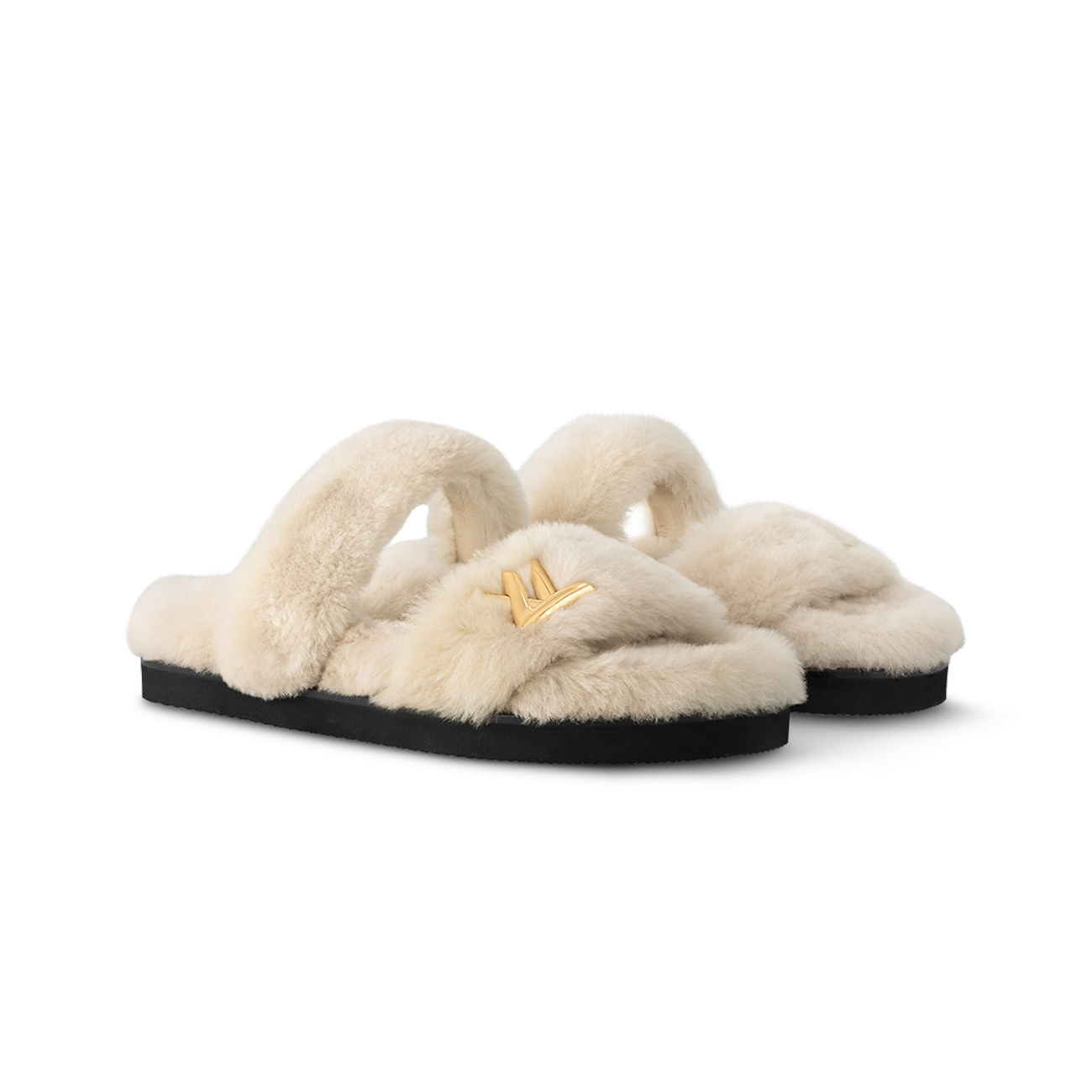 NIGO Louis Vuitton LV Sunset Comfort Flat Mule Women's Lamb Fur Integrated Fur Slippers Shoes #nigo96939