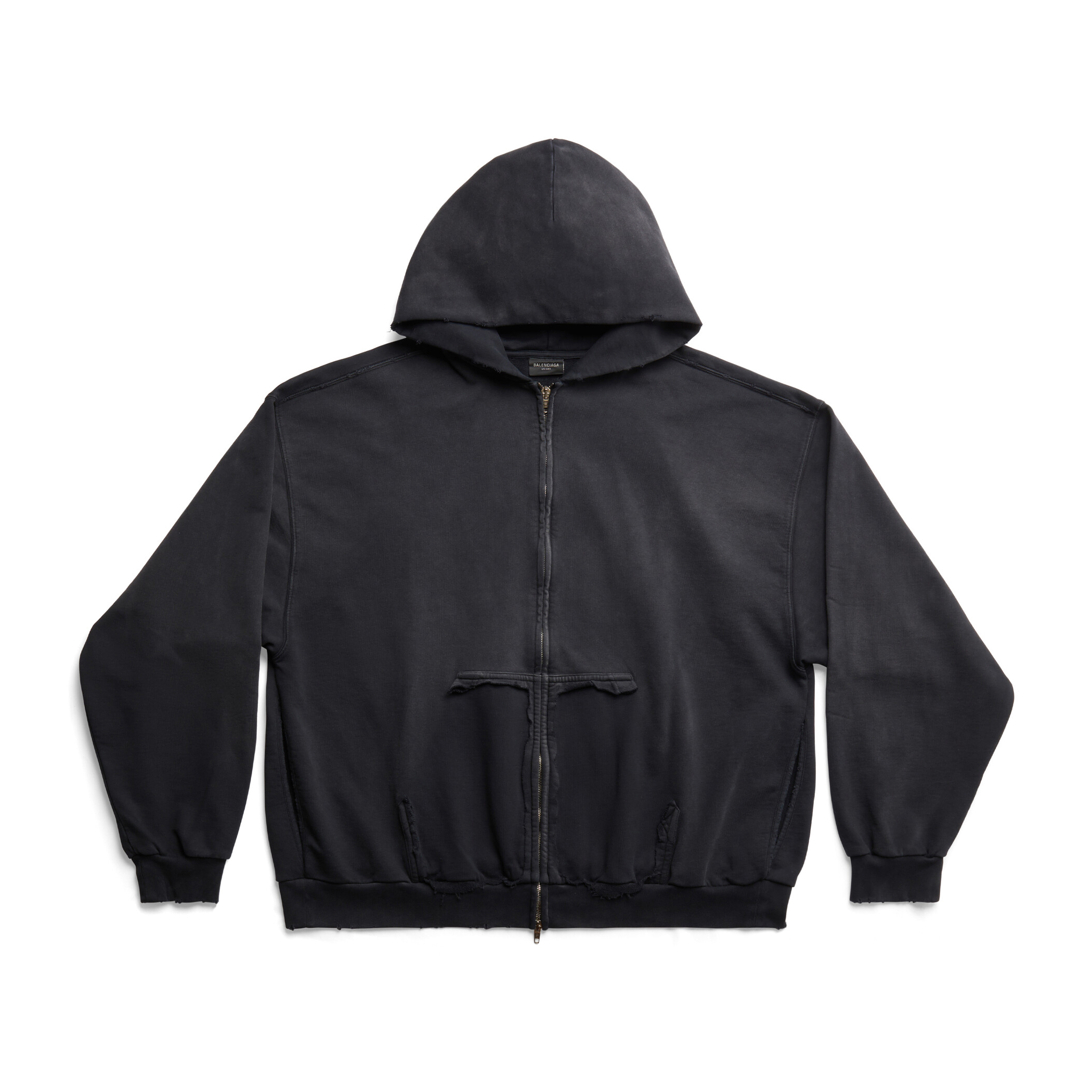 NIGO Balenciaga Men's Tape Type Ripped Pocket Oversized Fit Zip Hooded Sweatshirt Pullover #nigo96961