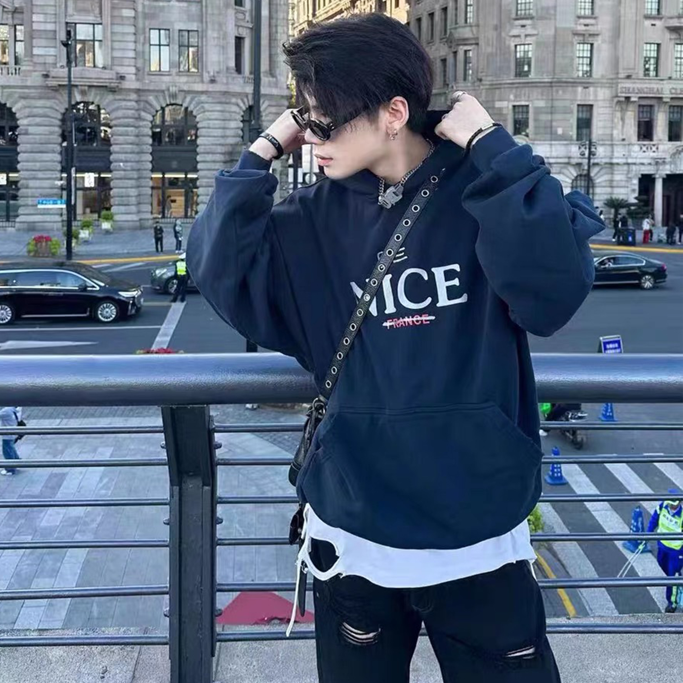 NIGO Balenciaga Men's Spring And Autumn Letter Printed Long Sleeve Loose Destruction Hooded Sweatshirt Ngvp #nigo6984