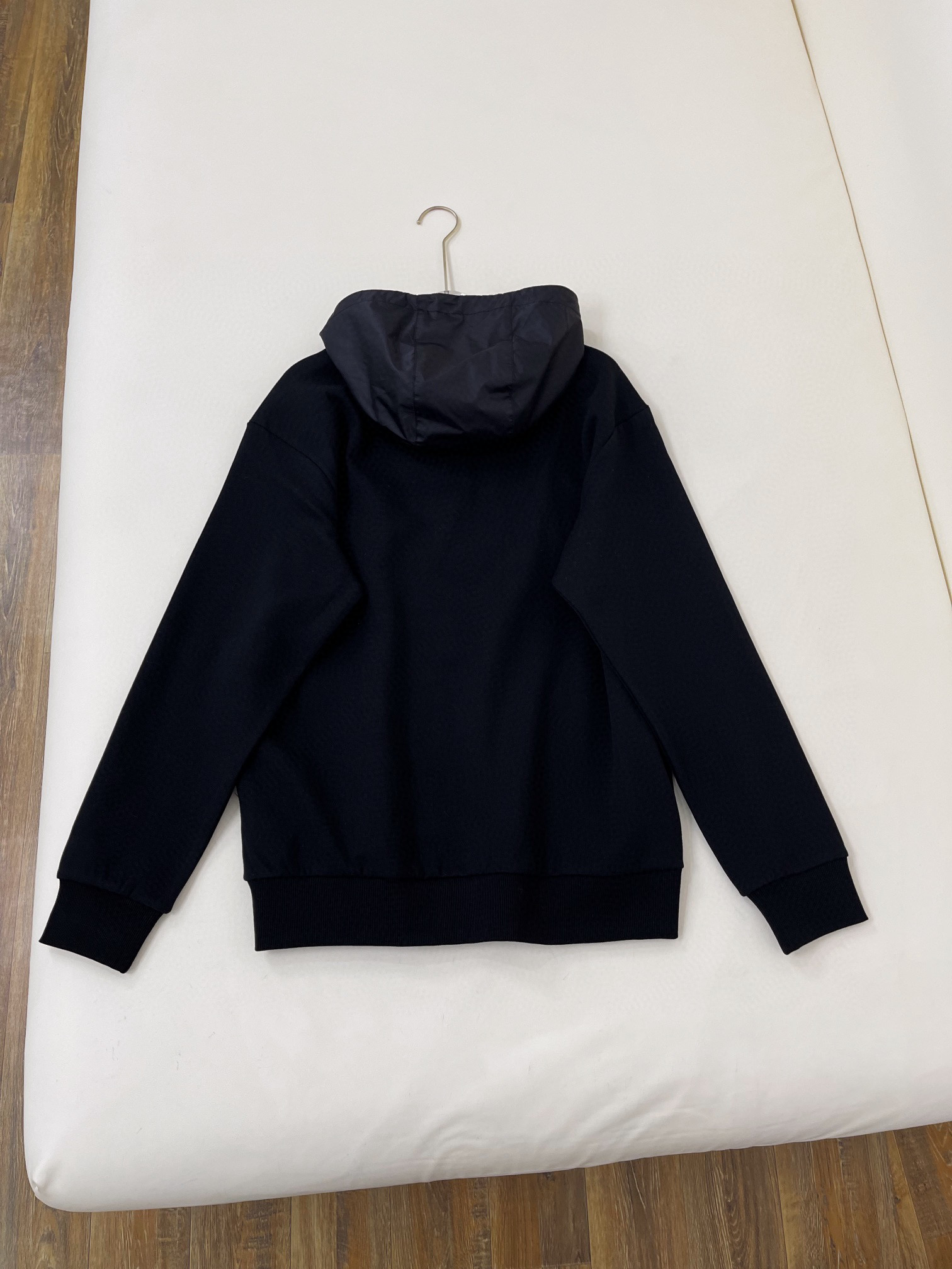 NIGO Prada Men's Fall Black Cotton Nylon Patchwork Half Zip Hoodie #nigo96985