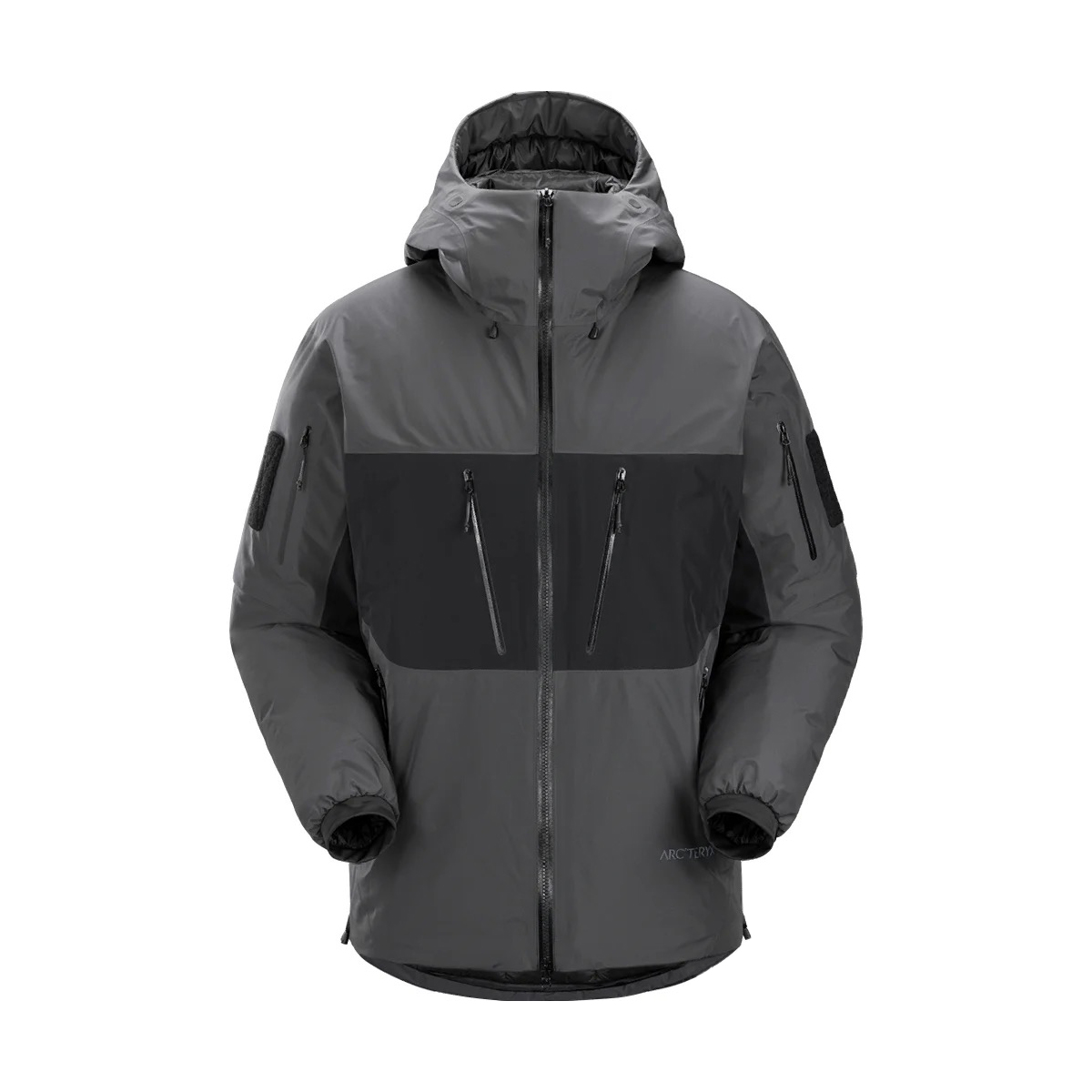 NIGO Arcteryx Men's and Women's Gray Spliced Logo Hard Shell Down Jacket Jacket #nigo96994