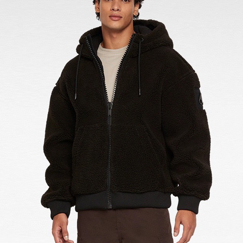 NIGO MooseKnuckles Men's Winter Black Terry Cloth Zipper Hooded Casual Jacket #nigo97126