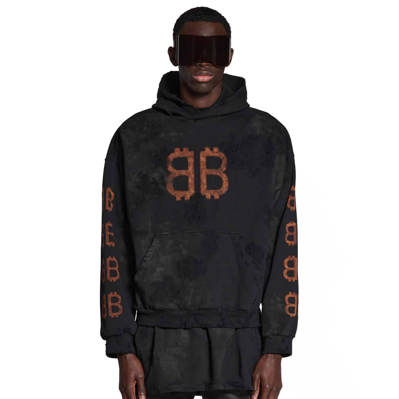 NIGO Balenciaga Men's Fall Monogrammed Aged Crypto Hoodie Medium Fit Black Faded Sweatshirt Pullover #nigo97131