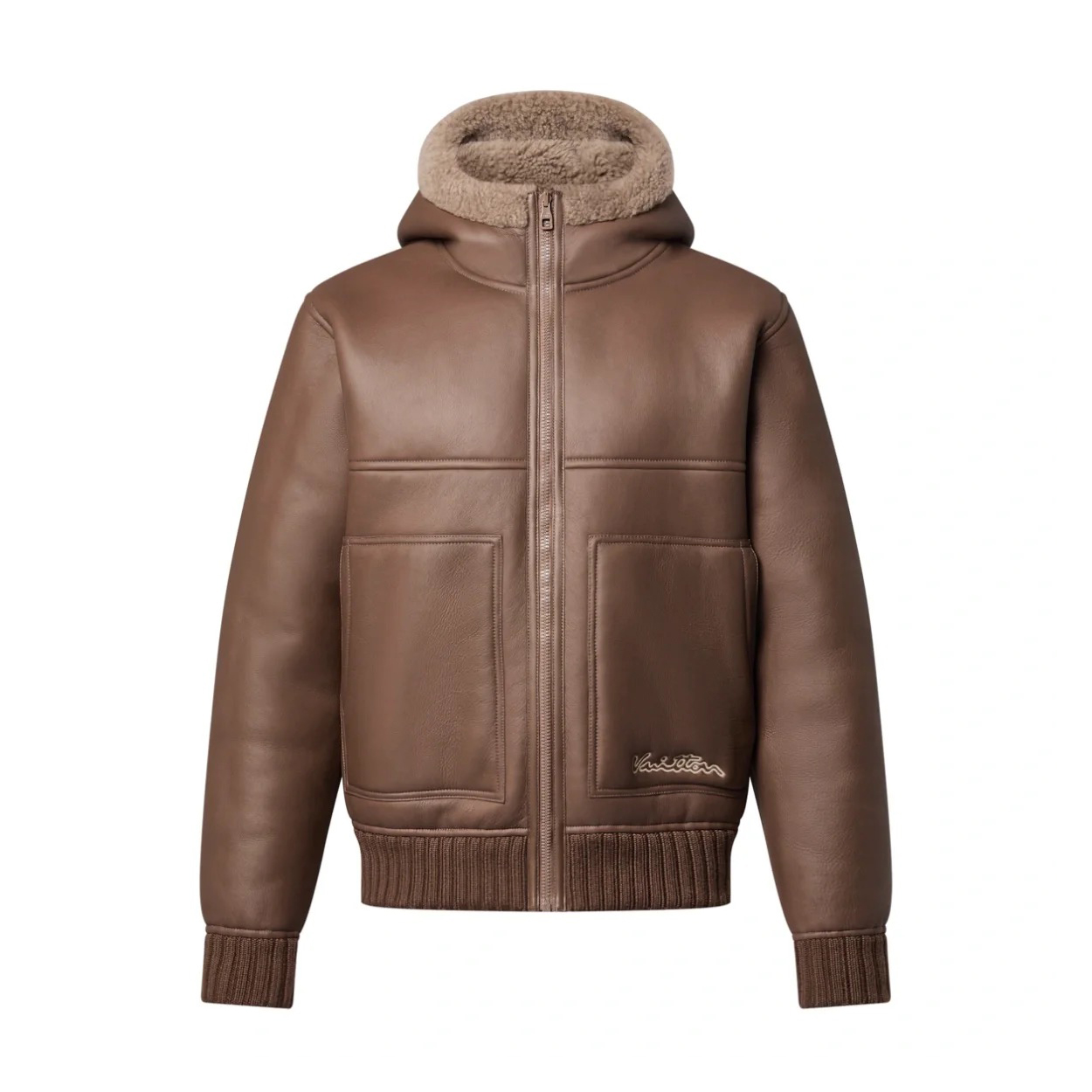 NIGO Louis Vuitton Men's Winter Leather Reversible Shearling Hooded Blouson Jacket #nigo97136