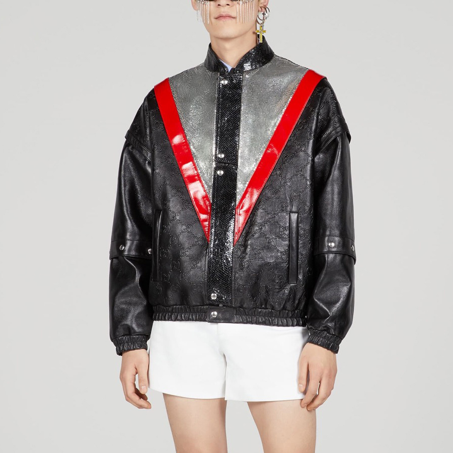 NIGO Gucci Men's Fall Detachable Sleeve Single Breasted Leather Jacket #nigo97142