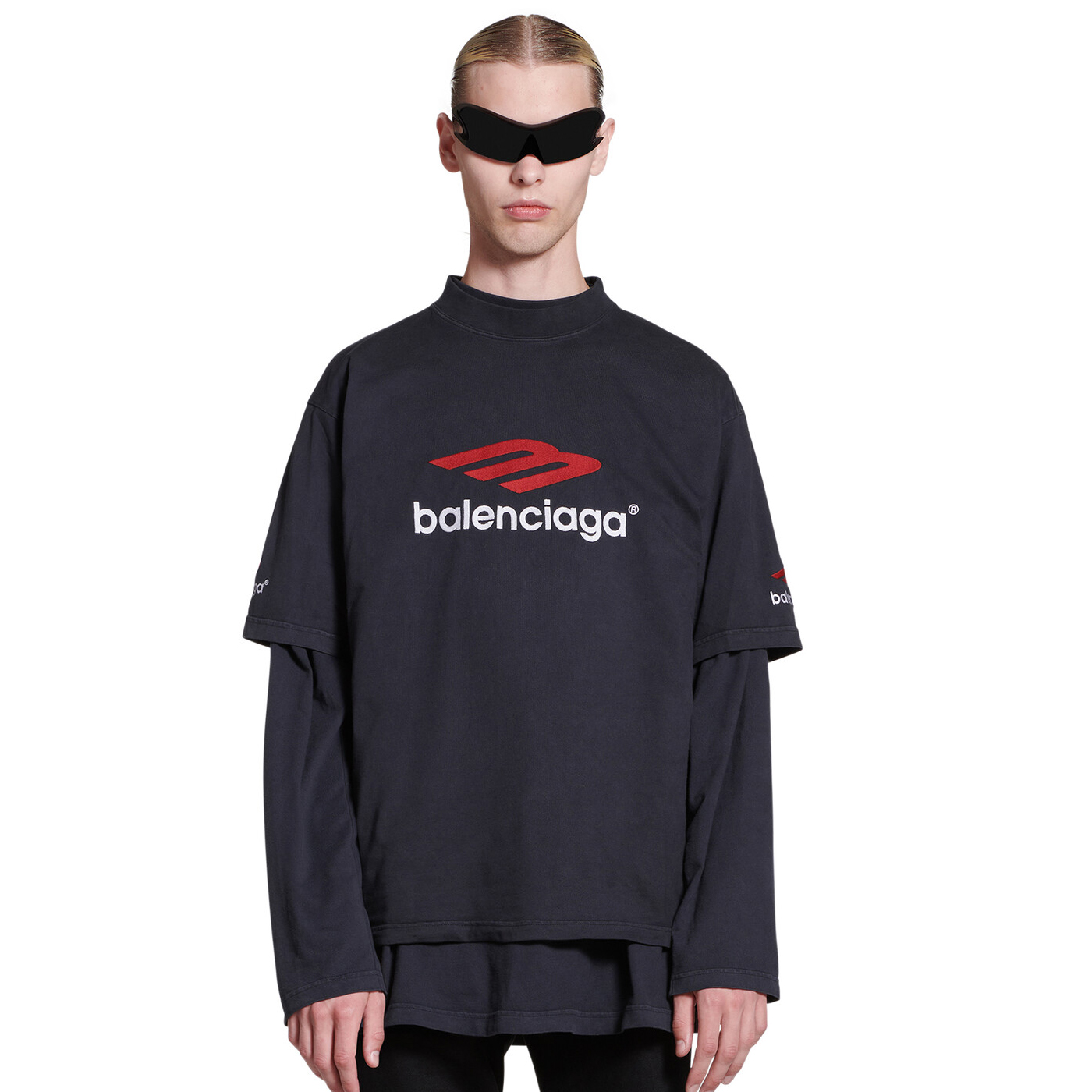 NIGO Balenciaga Men's Summer Vintage Plain Knit Fabric Short Sleeve 3b Sports Icon T-shirt Medium #nigo97137