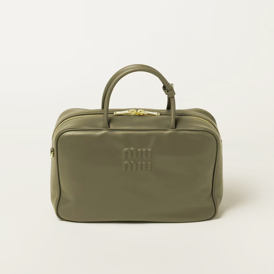 NIGO MiuMiu Monochrome Calfskin Leather Bowling/Briefcase Tote Bag Bags #nigo97149