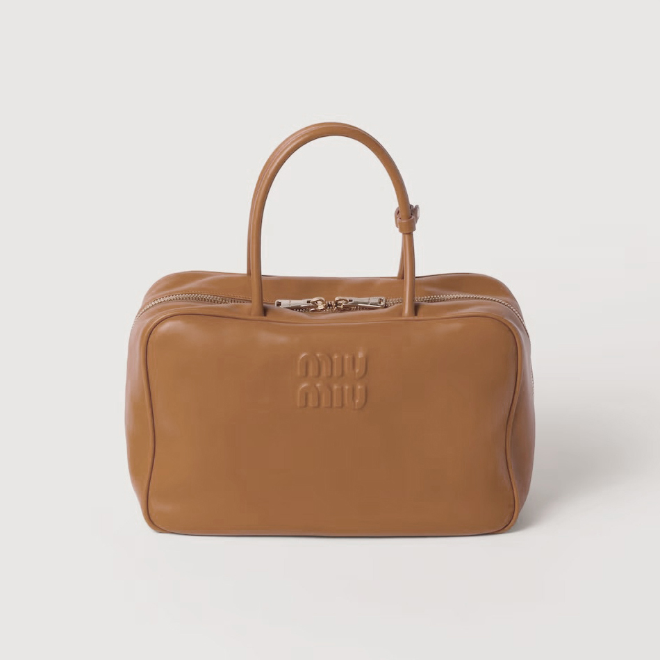 NIGO MiuMiu Monochrome Calfskin Leather Bowling/Briefcase Tote Bag Bags #nigo97149