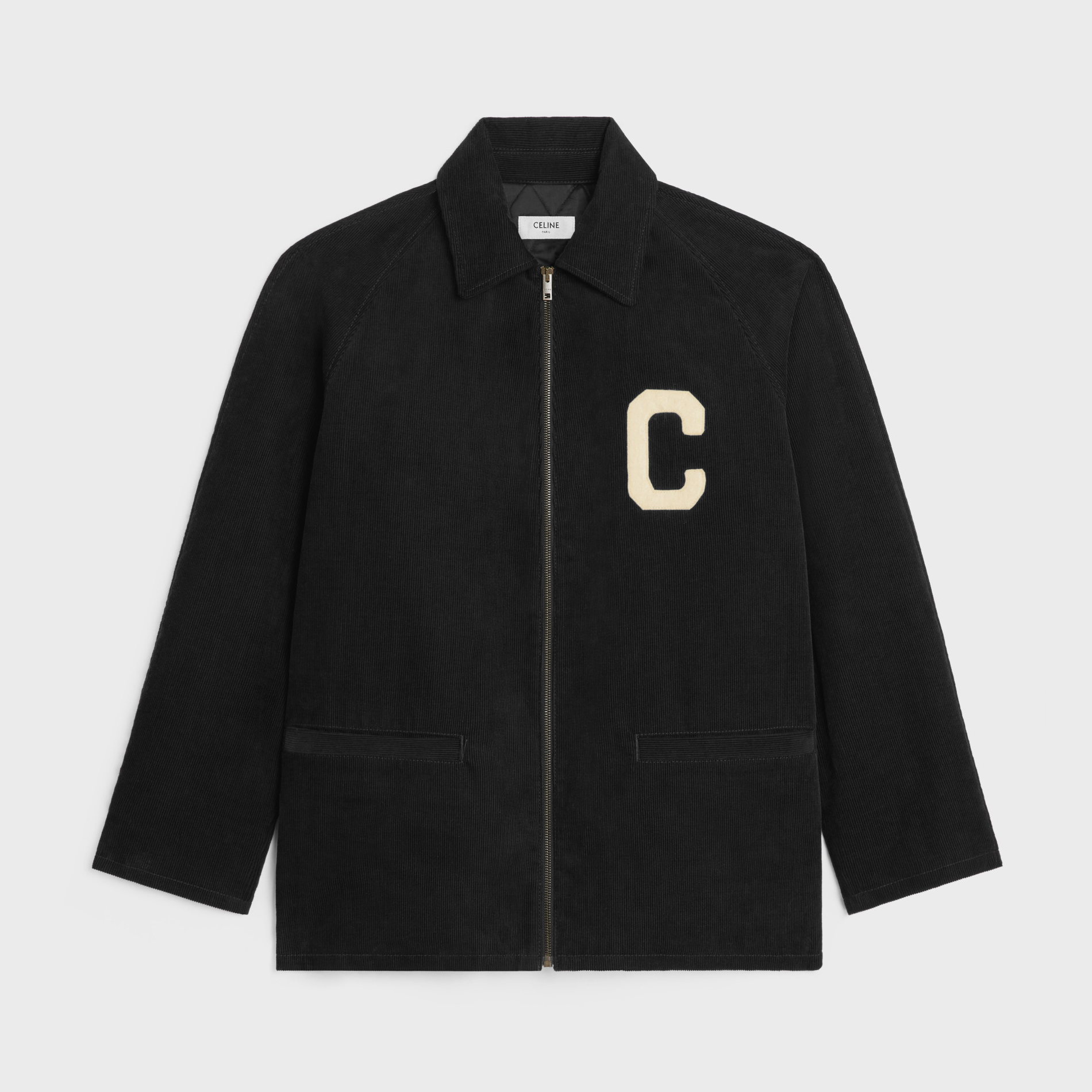 NIGO Celine Men's Black Lapel Zipper Cotton Jacket In Corduroy #nigo97158