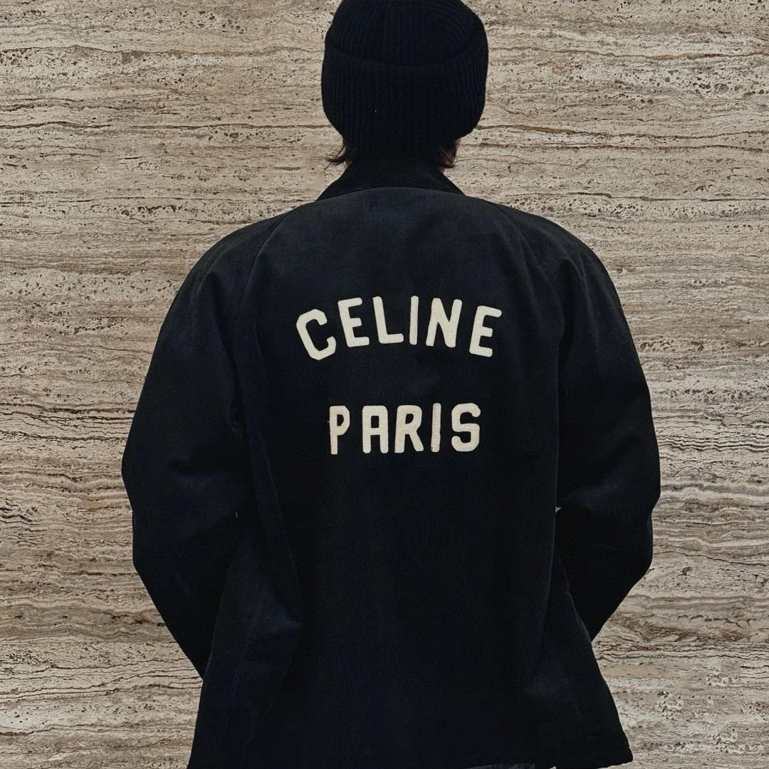 NIGO Celine Men's Black Lapel Zipper Cotton Jacket In Corduroy #nigo97158