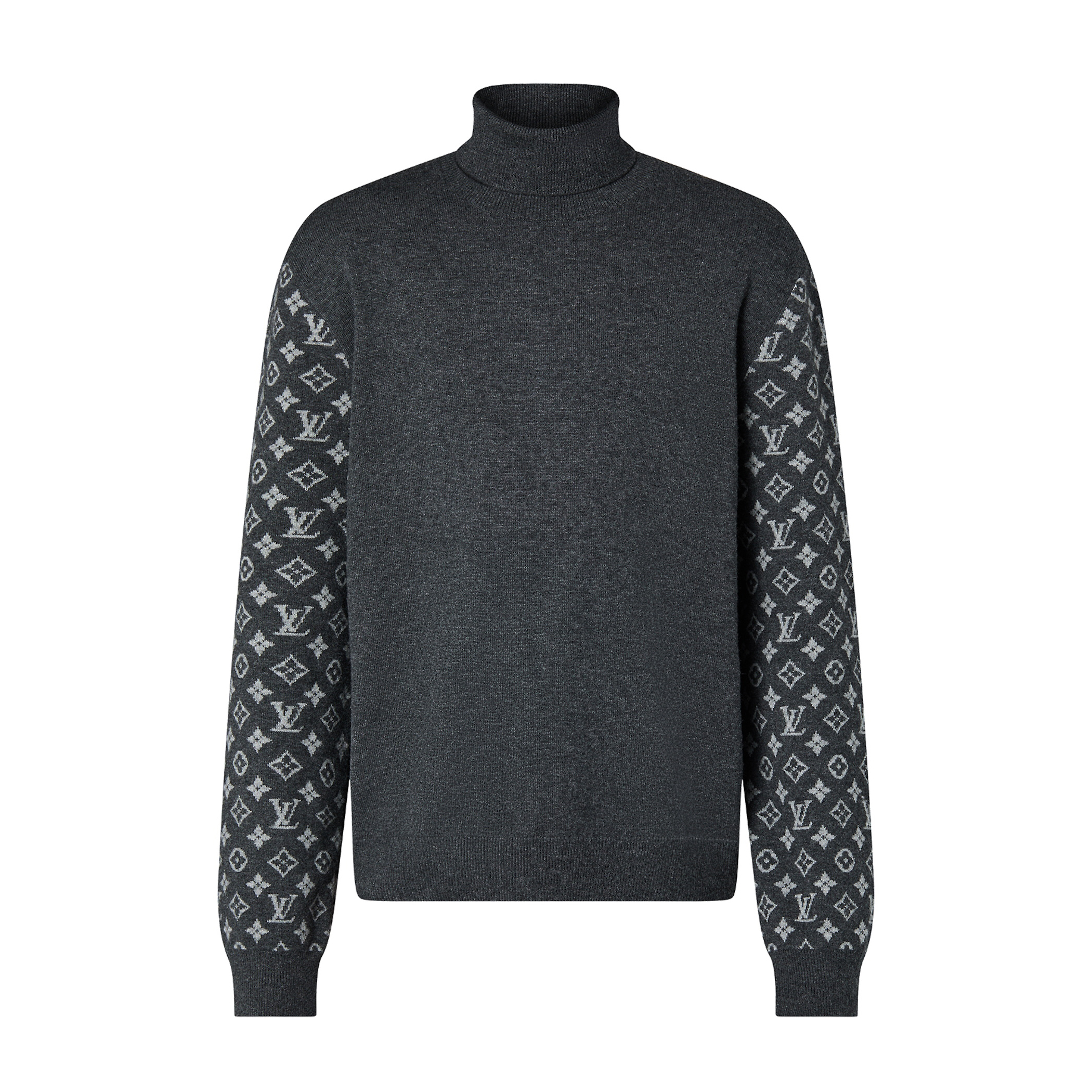 NIGO Louis Vuitton Men's Spring Dark Gray Wool Spun Cashmere Blend Turtleneck Sweater #nigo97166
