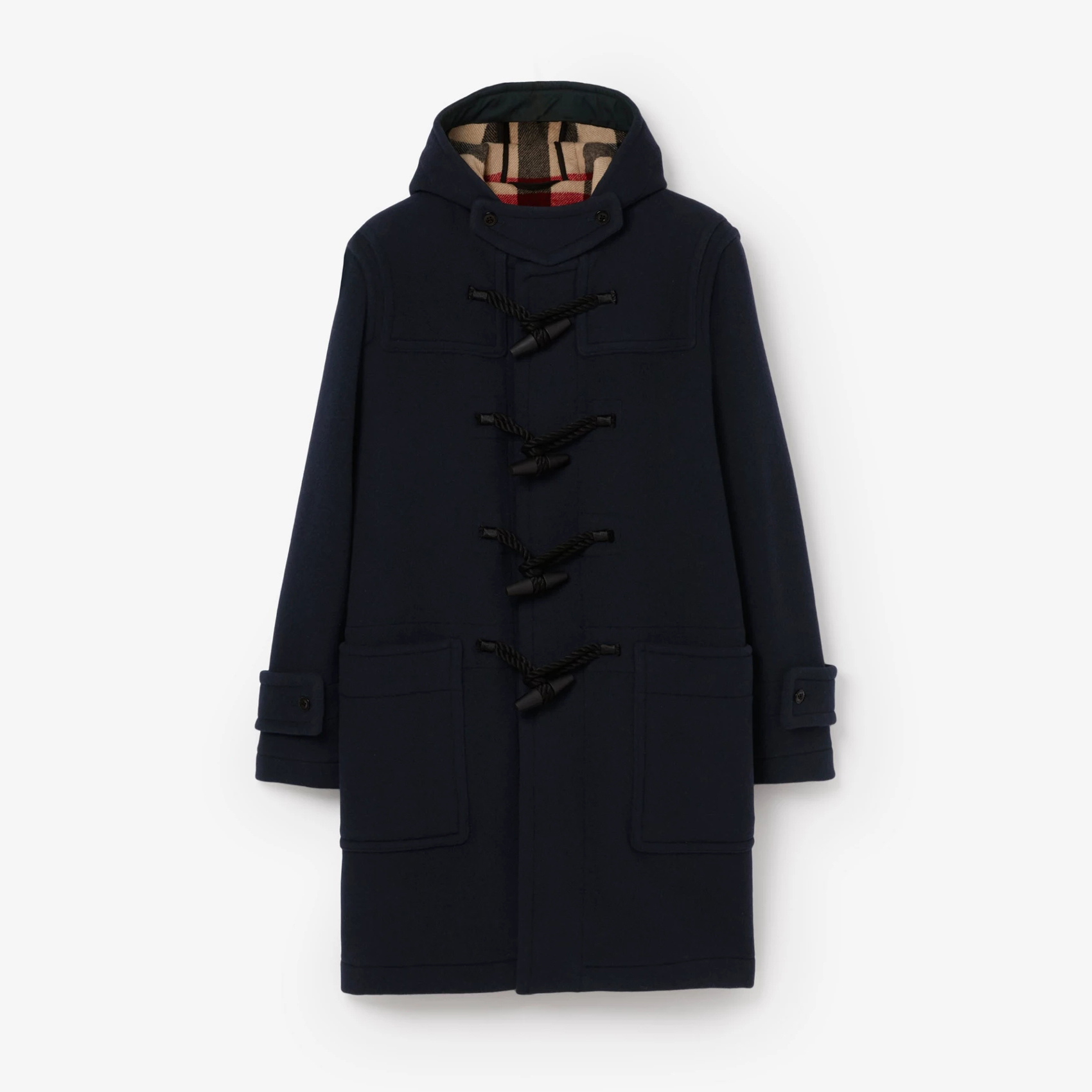 NIGO Burberry Men's Winter Lined Functional Wool Cowl Button Plaid Long Coat Jacket #nigo97161