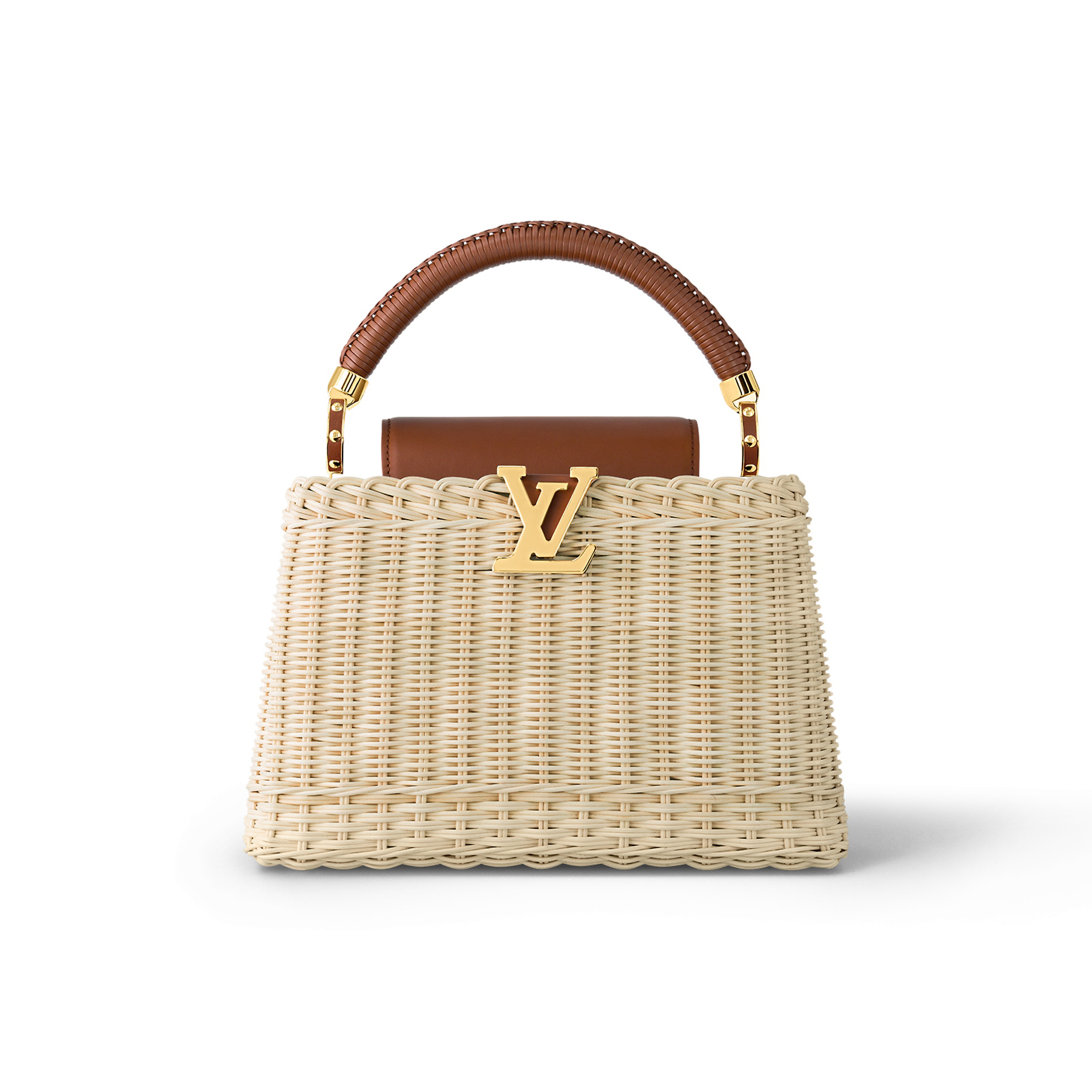 NIGO Louis Vuitton Capucines BB Women's Bamboo And Rattan Woven Handmade Leather Lined Handbag Bag Bags #nigo97184