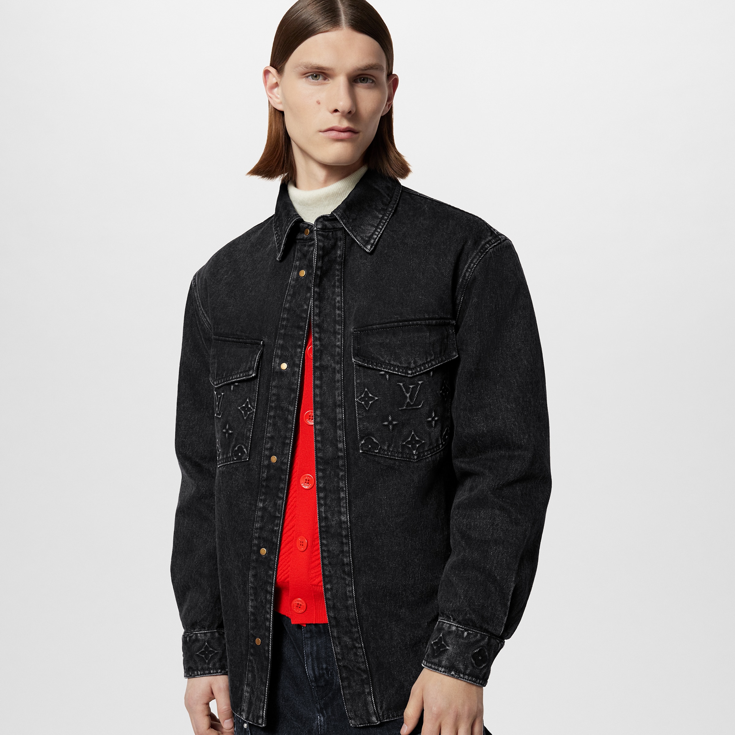 NIGO Louis Vuitton Men's Fall/Winter Black Denim Long Sleeve Single Breasted Jacket #nigo97195