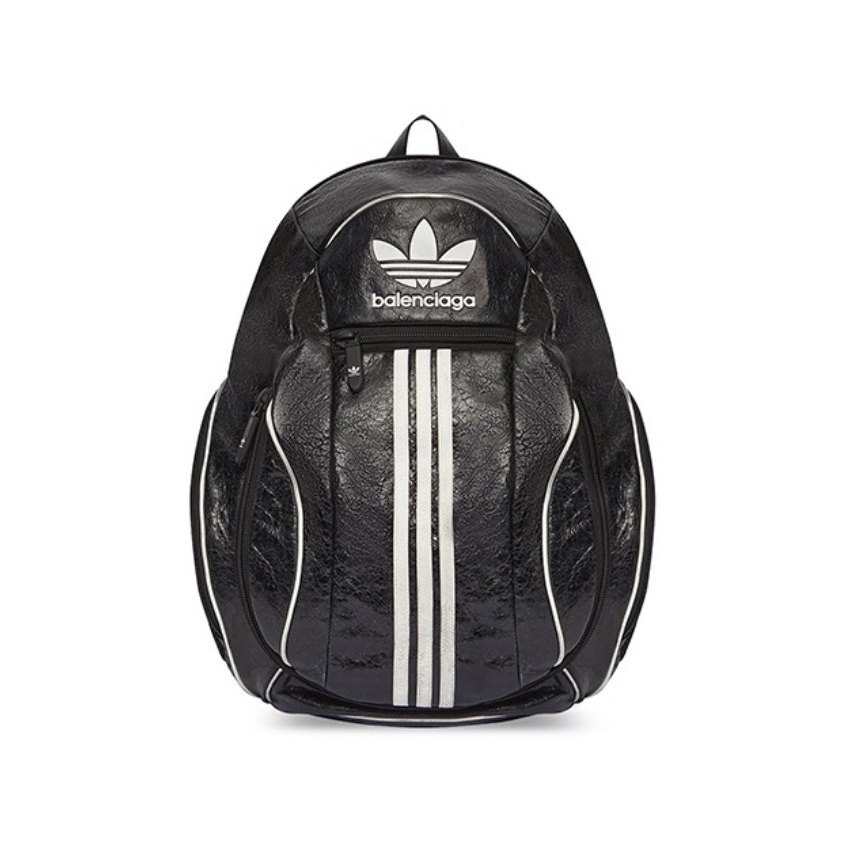 NIGO Balenciaga X Adidas Men's Black Zipper Closure Leather School Bag Backpack Shoulder Bags #nigo97226