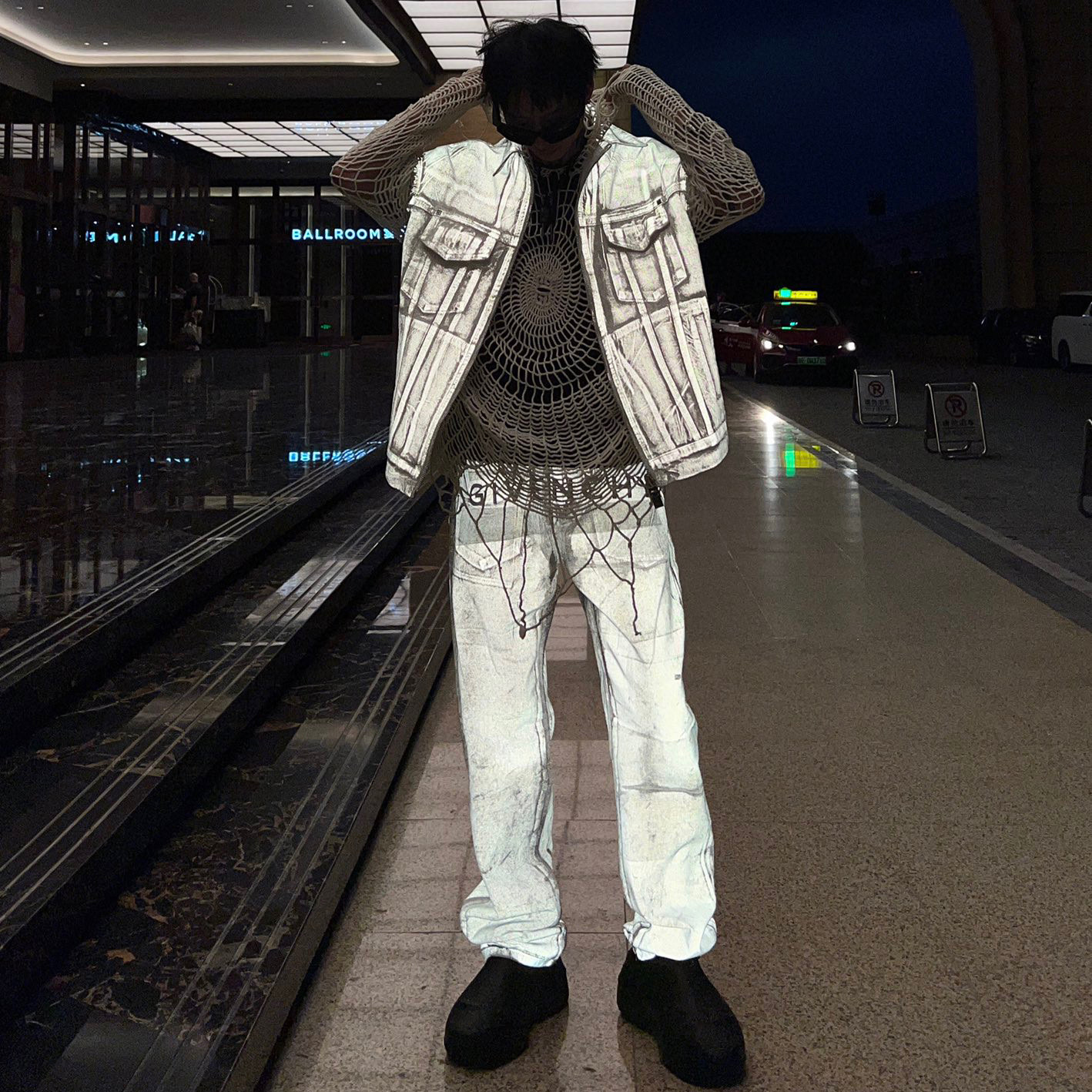 NIGO Givenchy Men's Summer Aged Reflective White Denim Vest Jeans Pants Set Suit #nigo97234