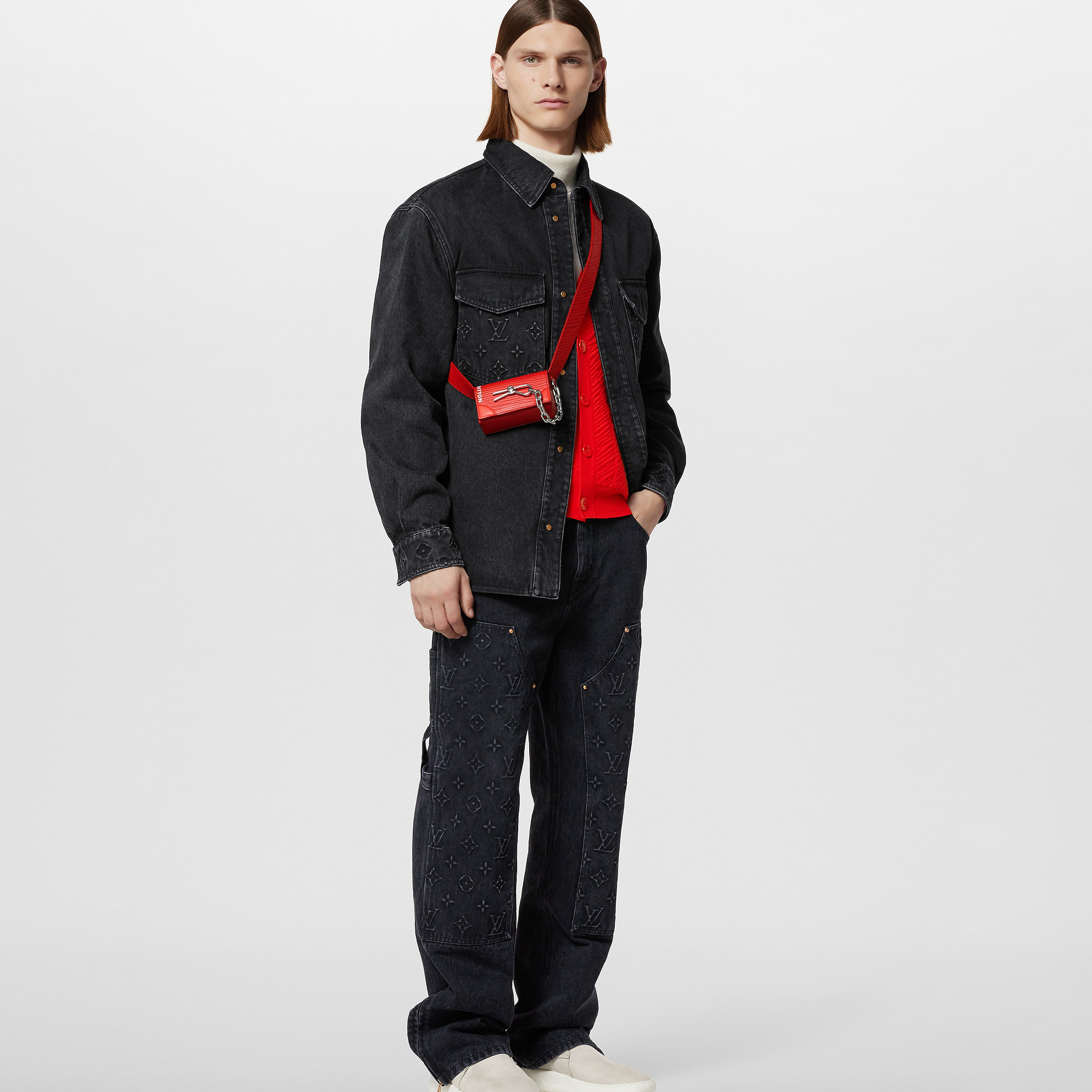 NIGO Louis Vuitton Men's Fall/Winter Three-dimensional Embossed Pocket Denim Jacket Pants Set Suit #nigo97227