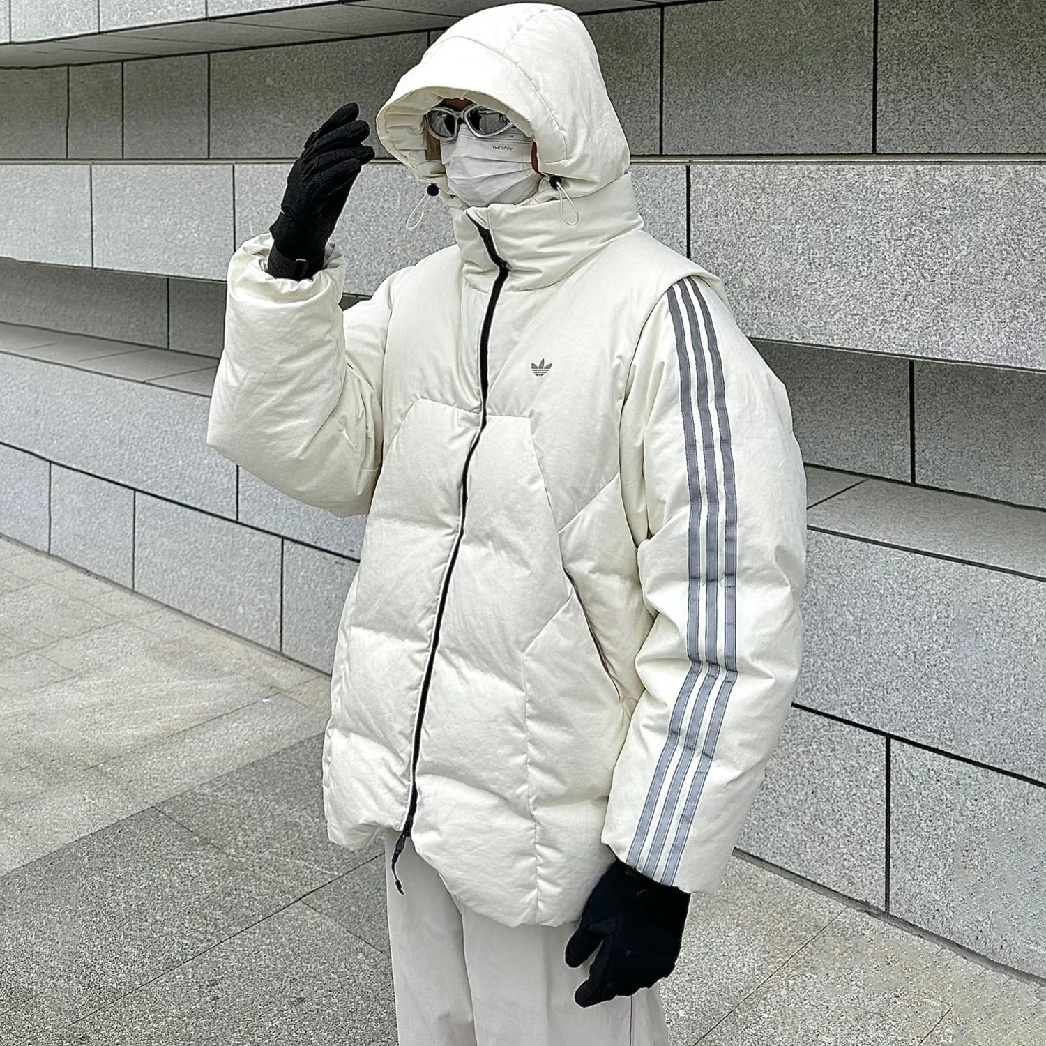 NIGO Adidas Originals x HAMCUS Men's Winter Capsule Collection Detachable Hooded Puffer Down Jacket #nigo97246