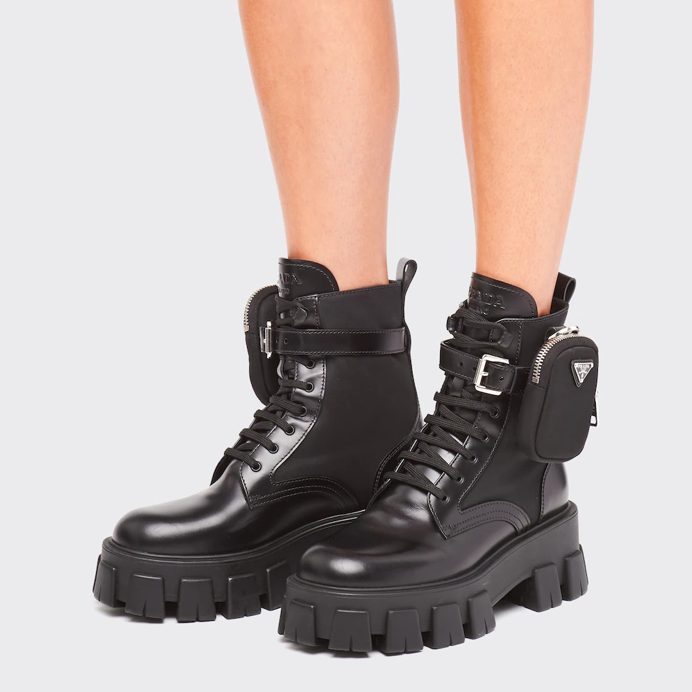 NIGO Prada Monolith Leather And Re-Nylon Boots With Pouch Shoes #nigo97242