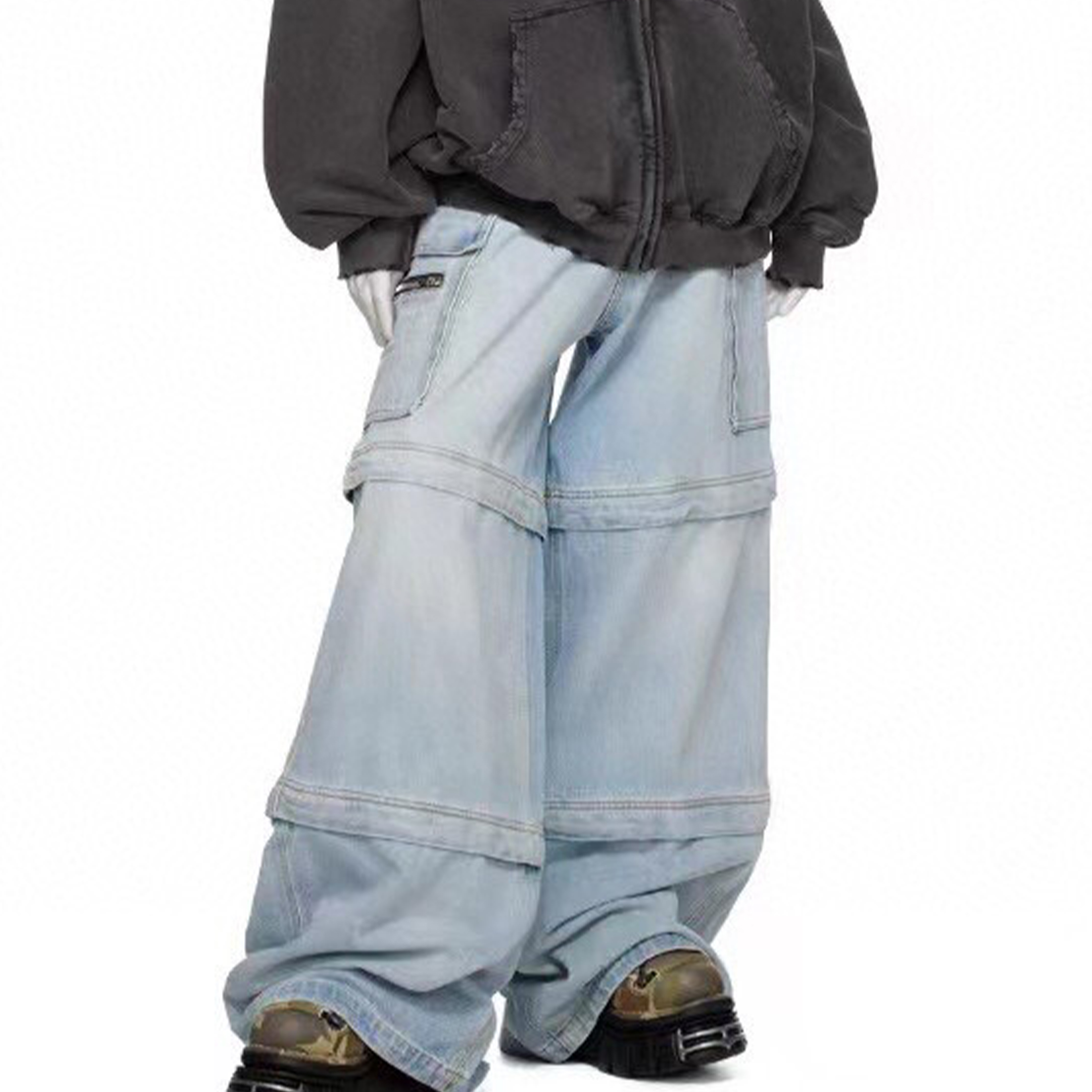 NIGO Vetements Men's All Season Cotton Solid Color Loose Straight Patchwork Denim Trousers Ngvp #nigo6962