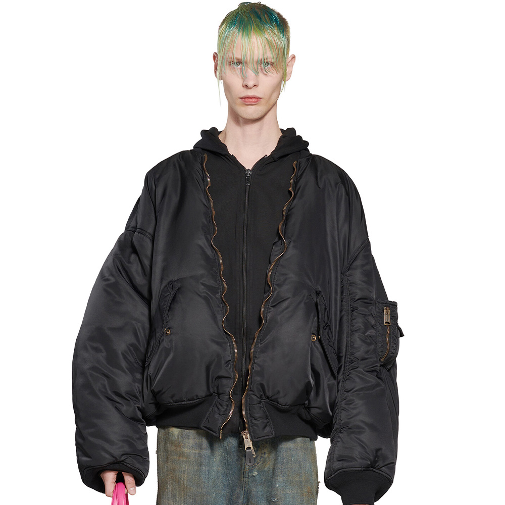 NIGO Balenciaga Men's Spring And Autumn Black Patchwork Hooded Pilot Loose Long Sleeve Cotton Jacket Ngvp #nigo6958