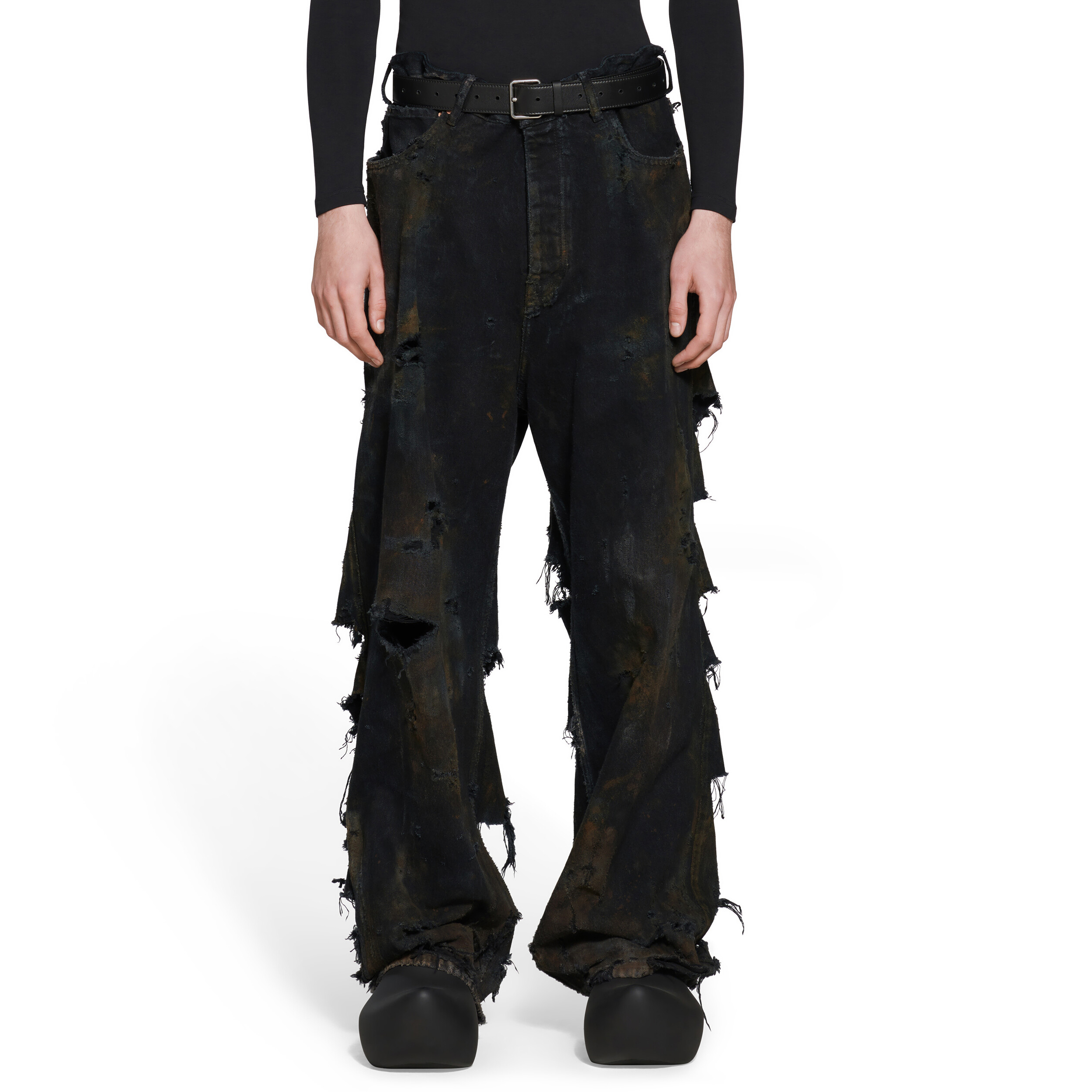 NIGO Balenciaga Men's Summer Super Destroyed Baggy Jeans Pants In Black #nigo97241