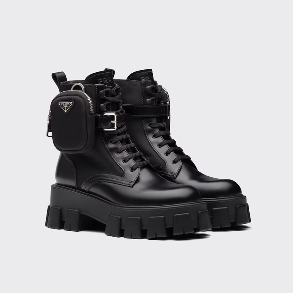 NIGO Prada Monolith Leather And Re-Nylon Boots With Pouch Shoes #nigo97242