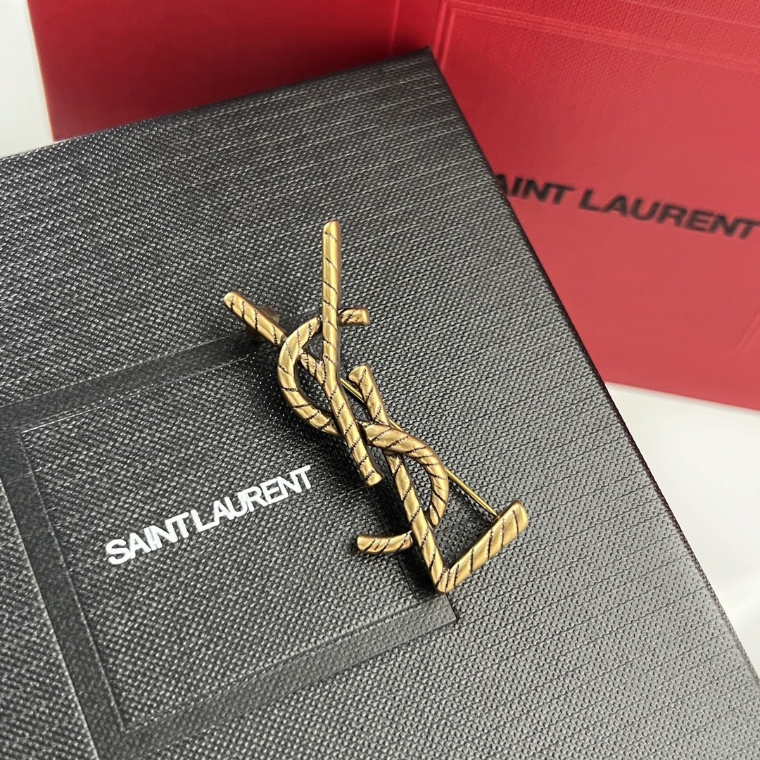 NIGO SAINT LAURENT Women's Saint Laurent Brass Gold Brooch #nigo82368