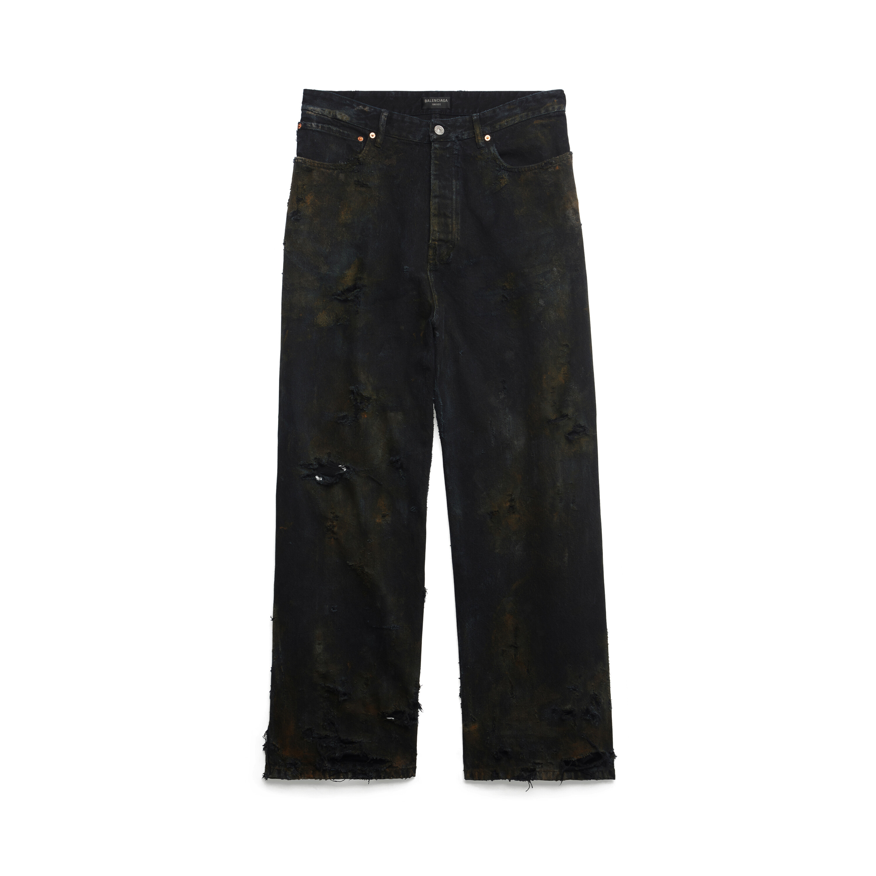 NIGO Balenciaga Men's Summer Super Destroyed Baggy Jeans Pants In Black #nigo97241