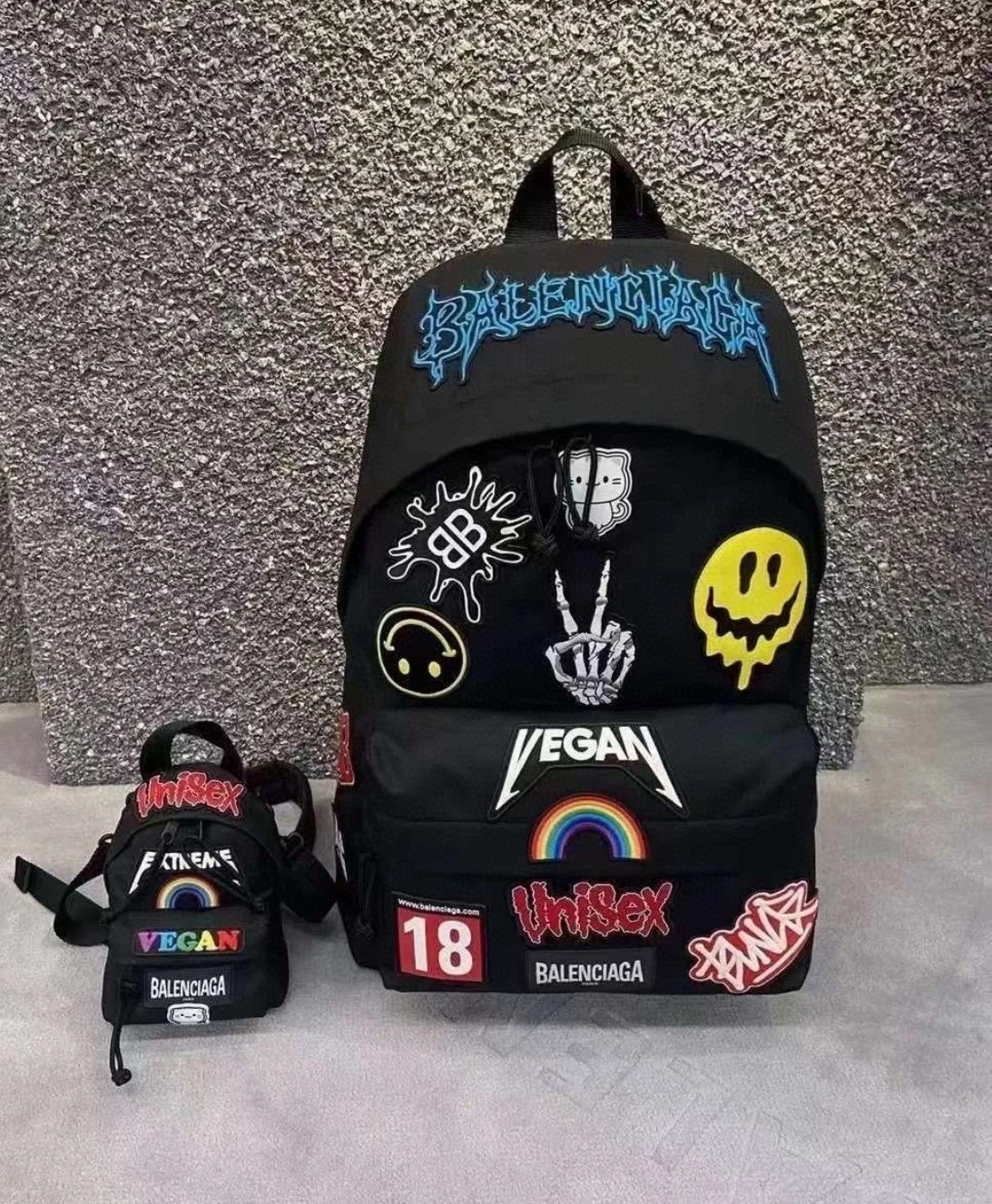 NIGO Balenciaga Men's Explosive Graffiti Embroidered Gamer Shoulder Bag Backpacks #nigo97253