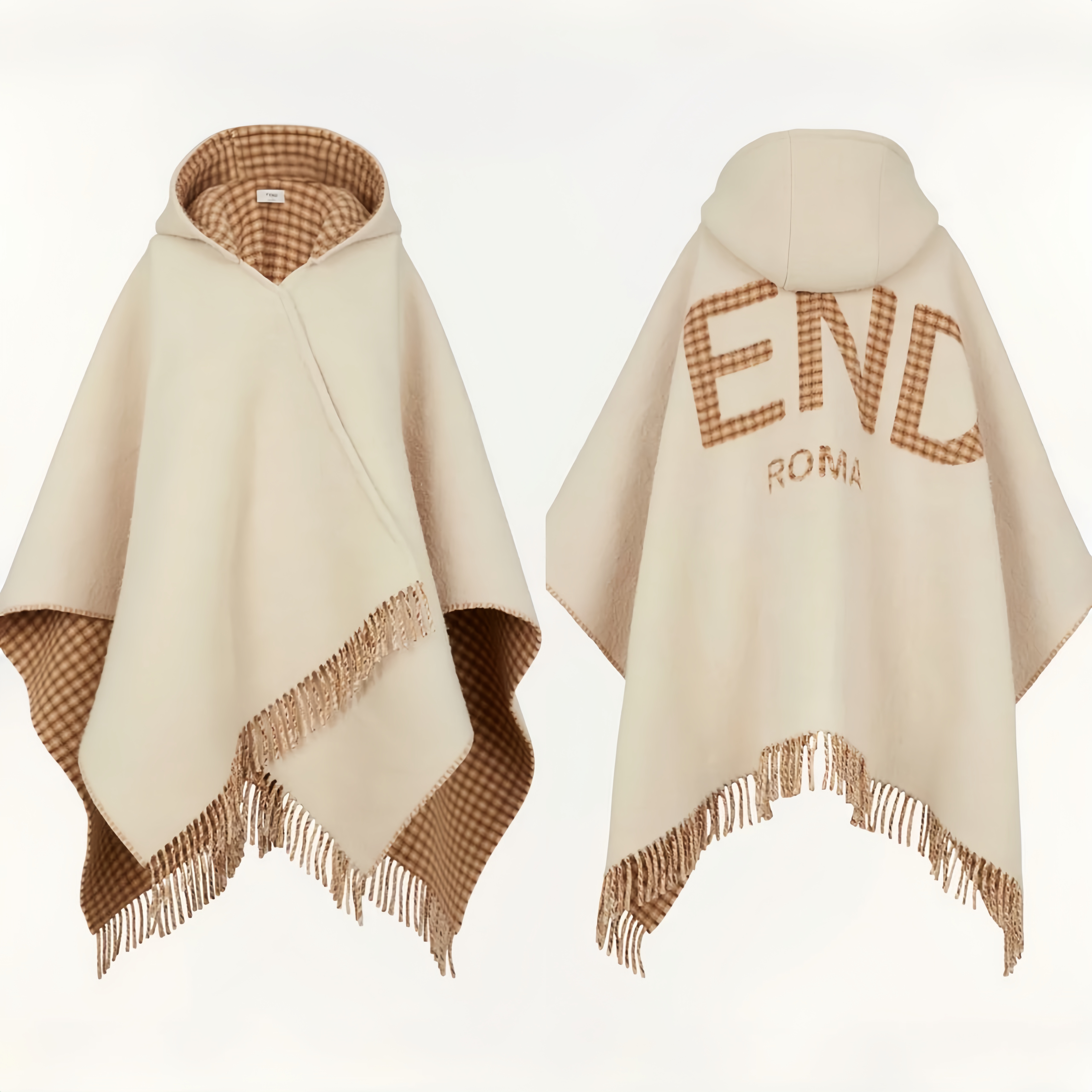 NIGO Fendi Women's Cashmere Reversible Hooded Poncho #nigo97251