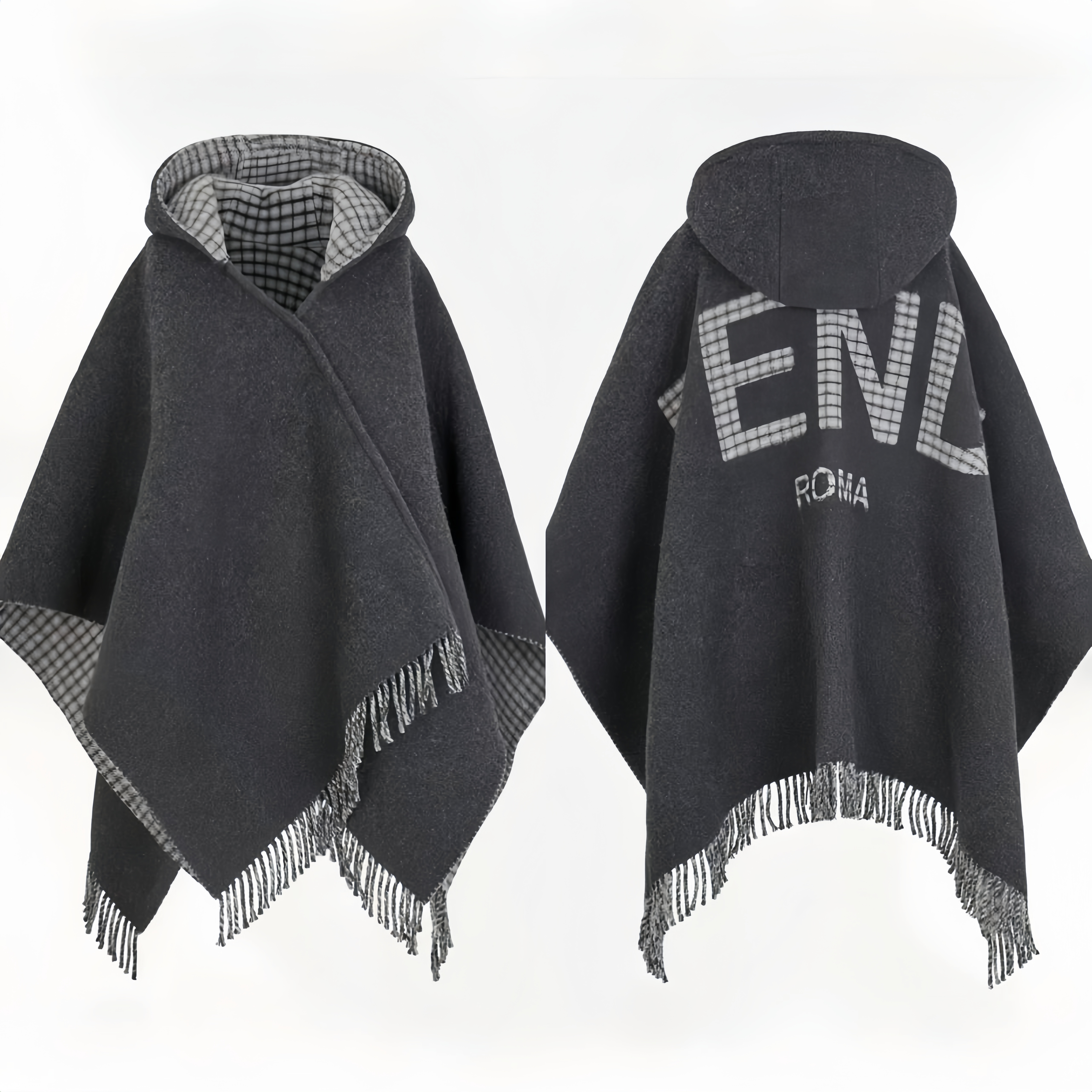 NIGO Fendi Women's Cashmere Reversible Hooded Poncho #nigo97251