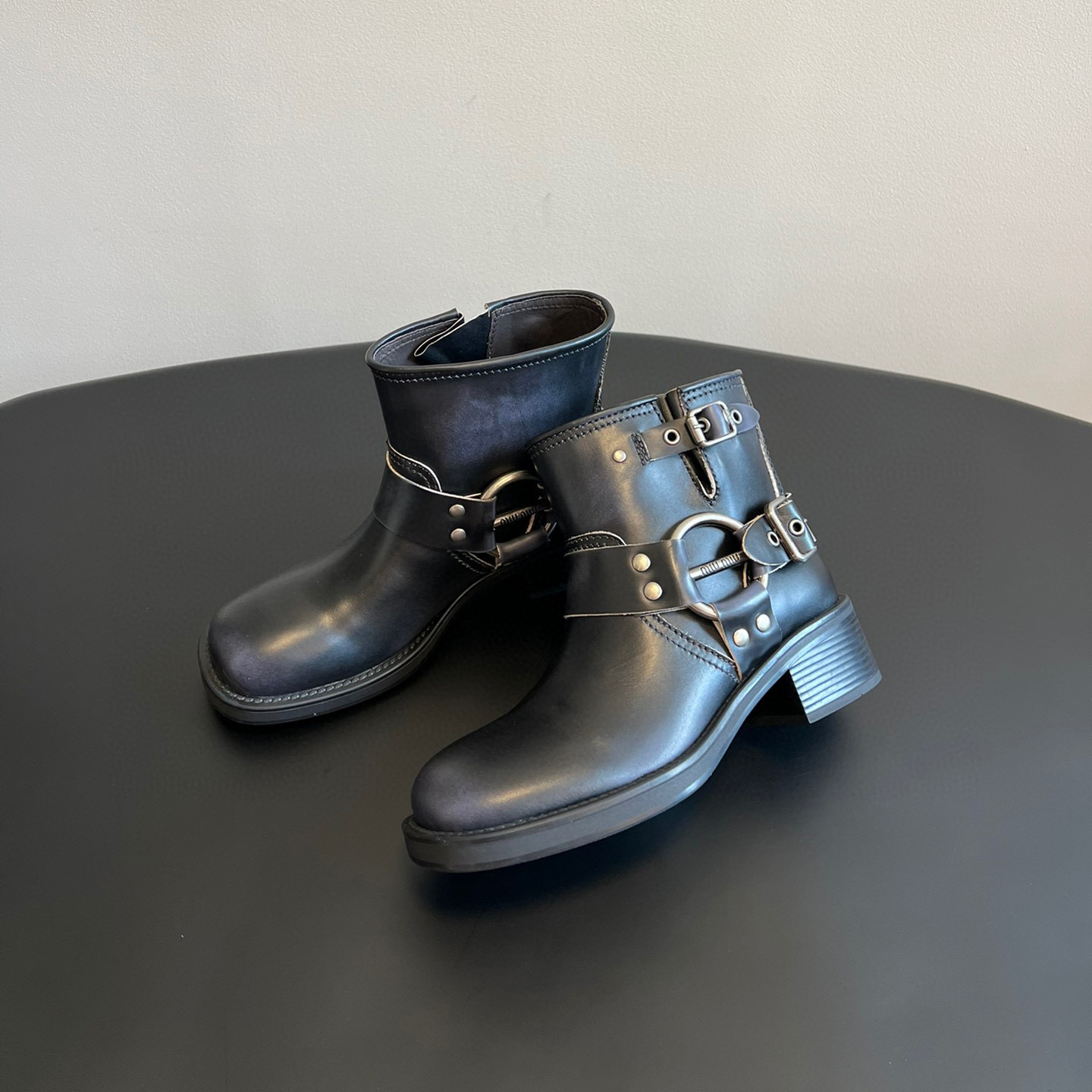 NIGO MiuMiu Women's Autumn/Winter Two-tone Cowhide/Suede Short Boots Shoes #nigo97266