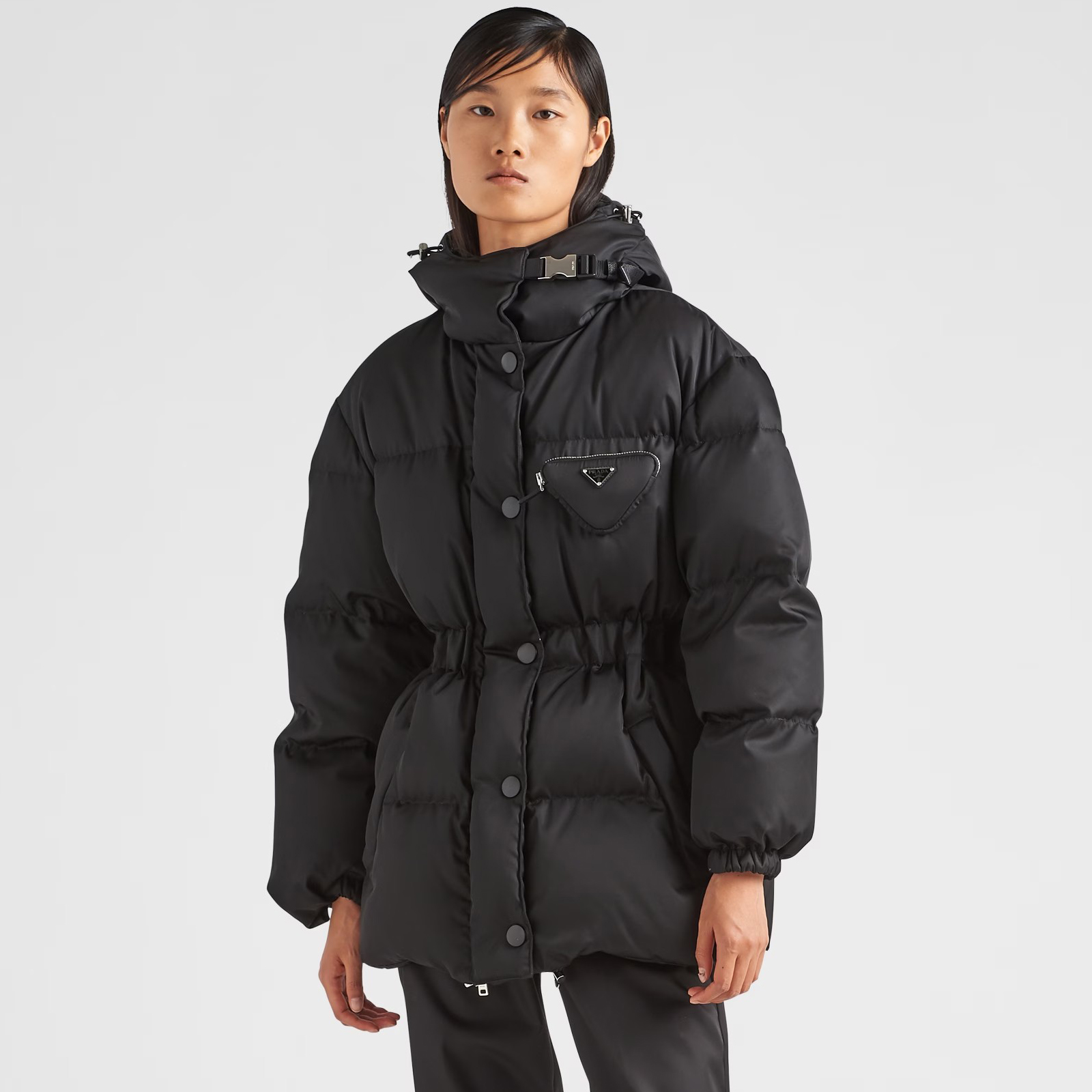 NIGO Prada Men's Winter Black Hooded Hooded Recycled Re-Nylon Puffer Down Coat Jacket #nigo97298
