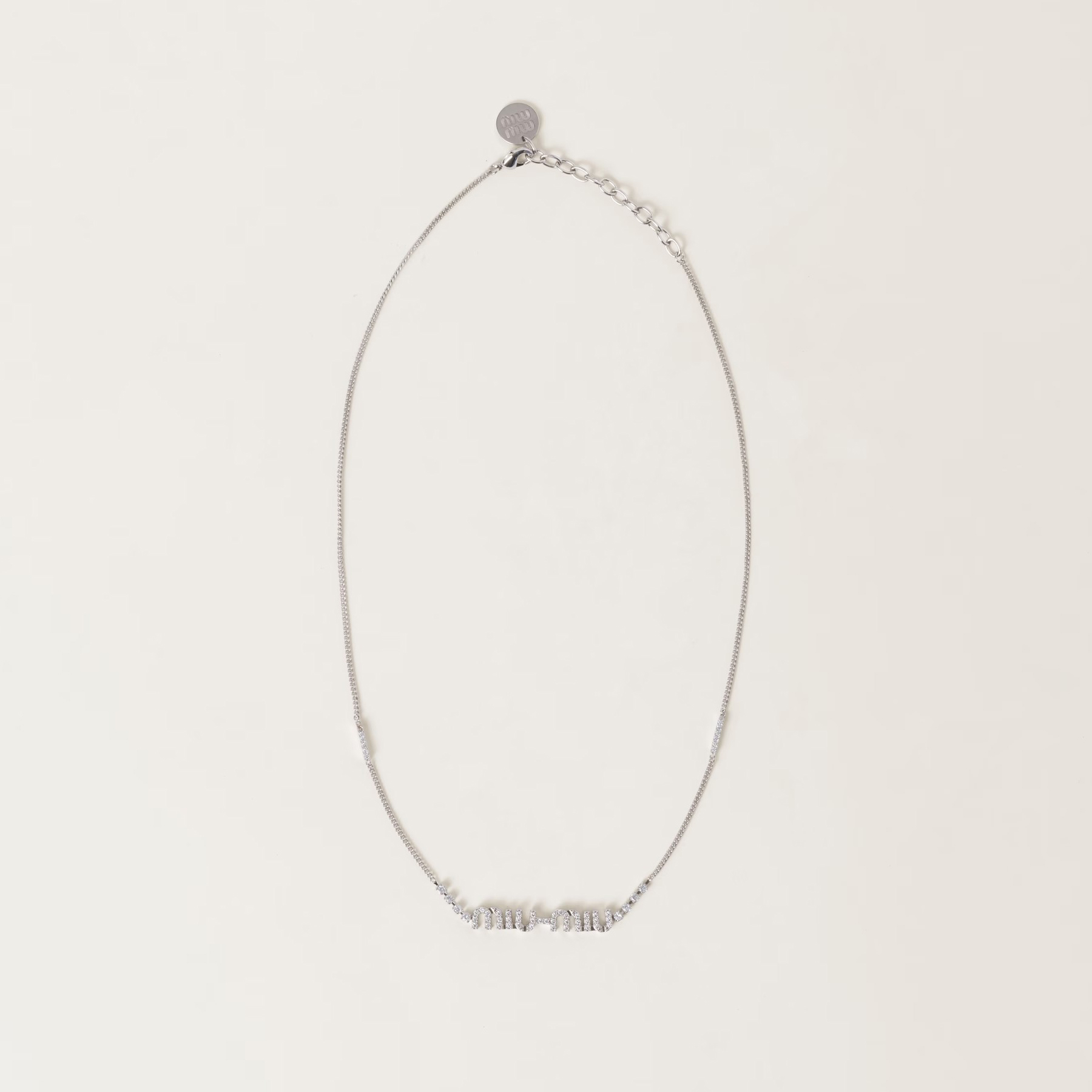 NIGO MiuMiu Women's Logo Metal Necklace With Crystals Necklace Jewelry #nigo97293
