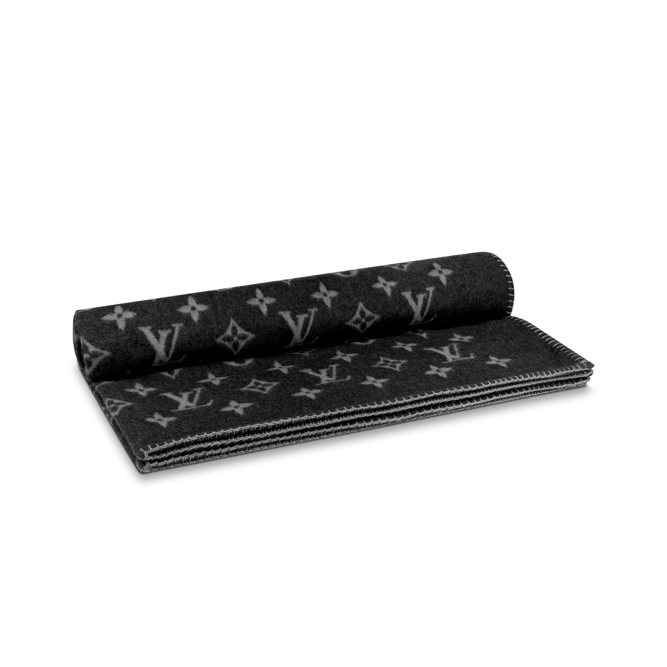 NIGO Louis Vuitton Black All Over Monogrammed Printed Wool Monogram Eclipse Blanket #nigo97286