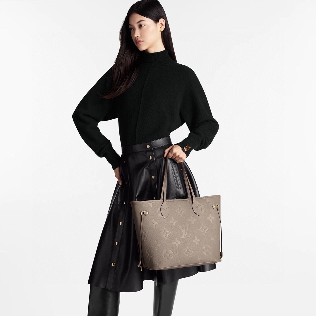 NIGO Louis Vuitton Women's Elephant Gray Cowhide Size Neverfull Handbag Leather Tote Bag Bags #nigo97297