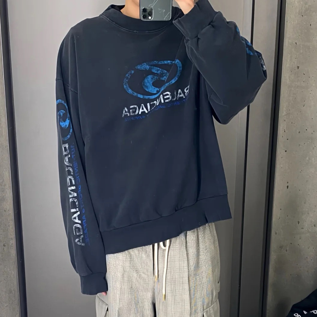 NIGO Balenciaga Men's Spring Aged Letter Print Pullover Sweatshirt #nigo97313