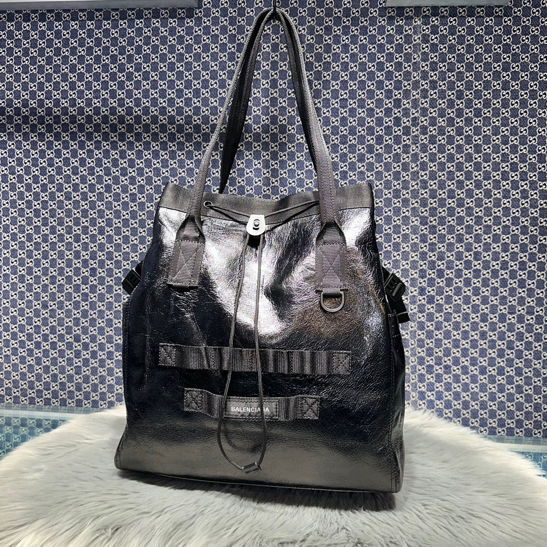 NIGO Balenciaga Army Medium Black Fine Grain Sheep Leather Tote Bag Handbag #nigo97318