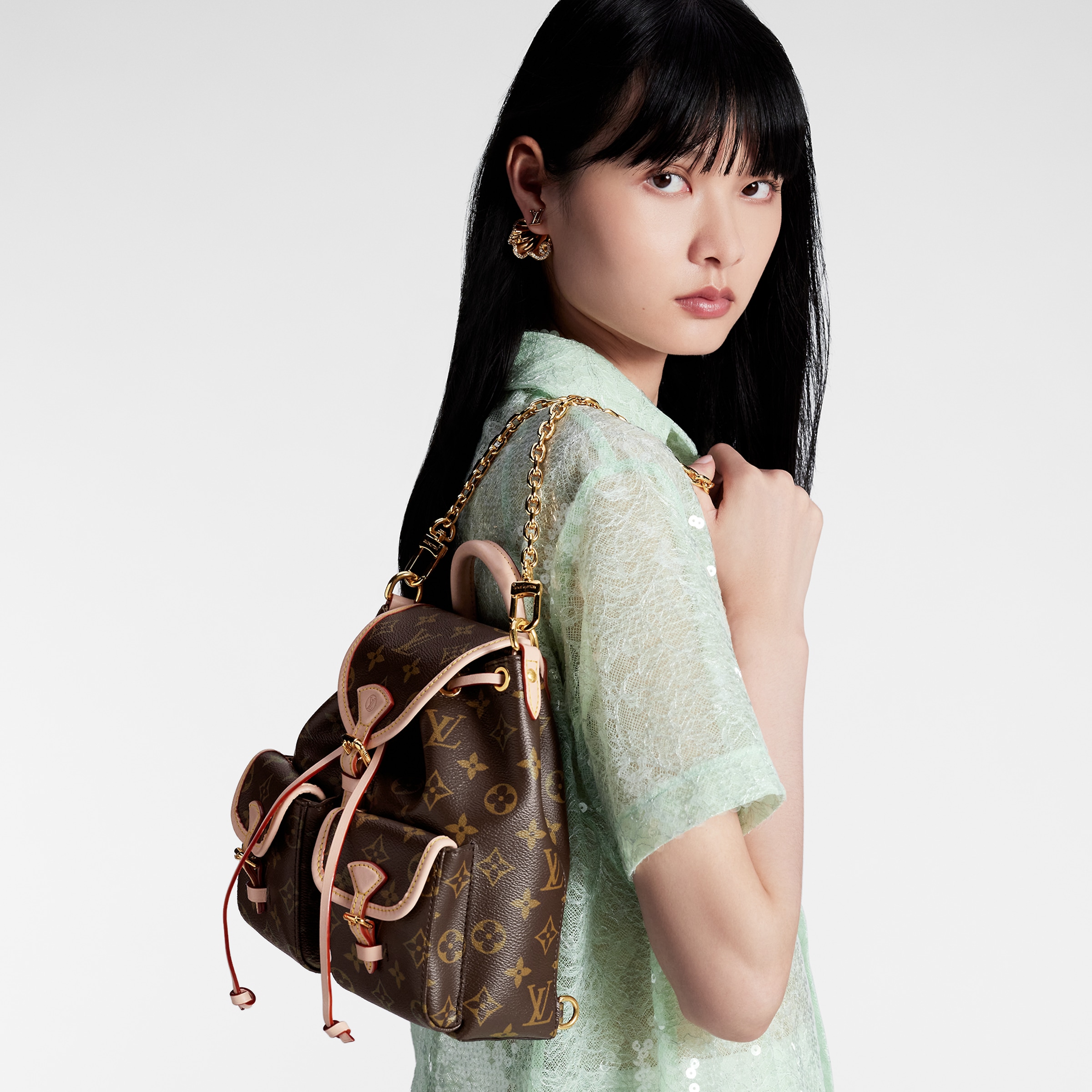 NIGO Louis Vuitton Women's Excursion Small Brown Leather Backpack Bag #nigo97335