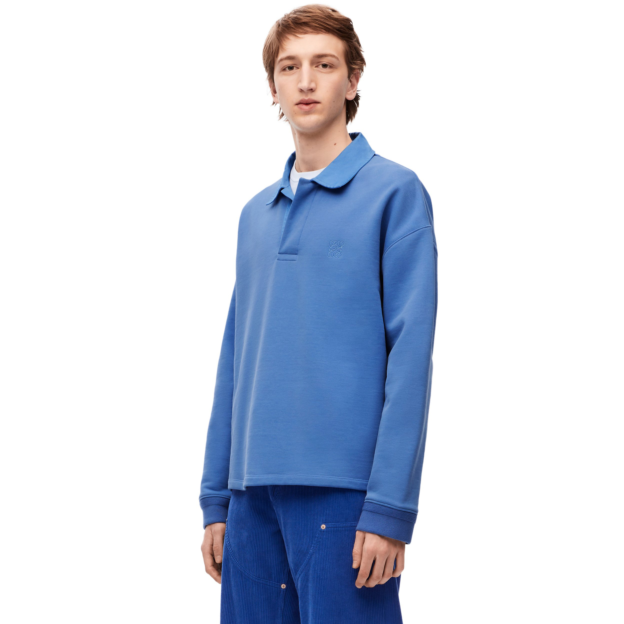 NIGO Loewe Men's Solid Colour Embroidered Logo Long Sleeve Polo Shirt #nigo97342