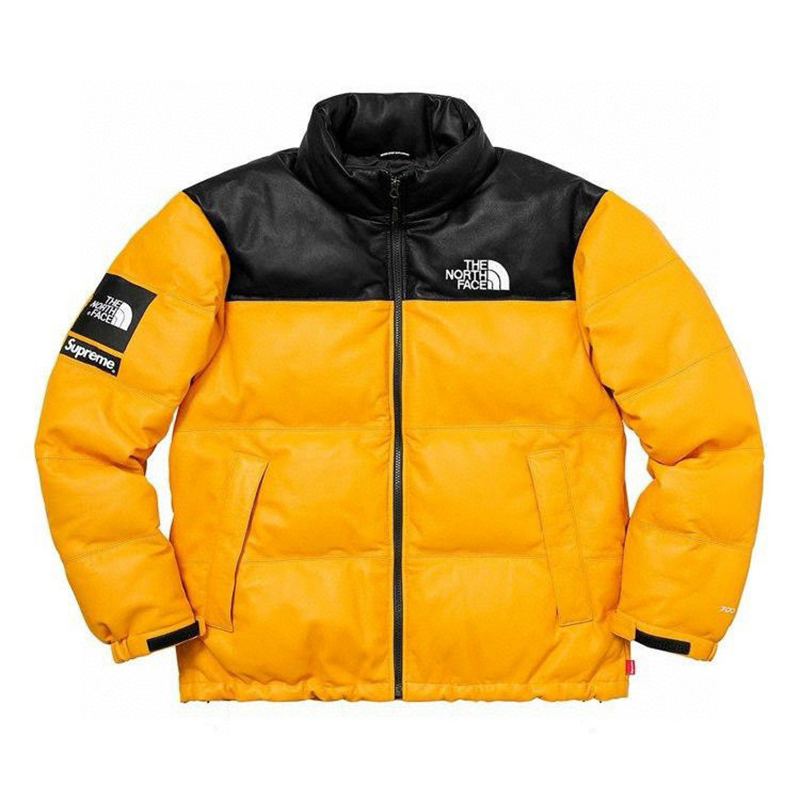 NIGO Supreme X The North Face Co-ed Leather Colorblocking Zip Puffer Down Jacket #nigo97332