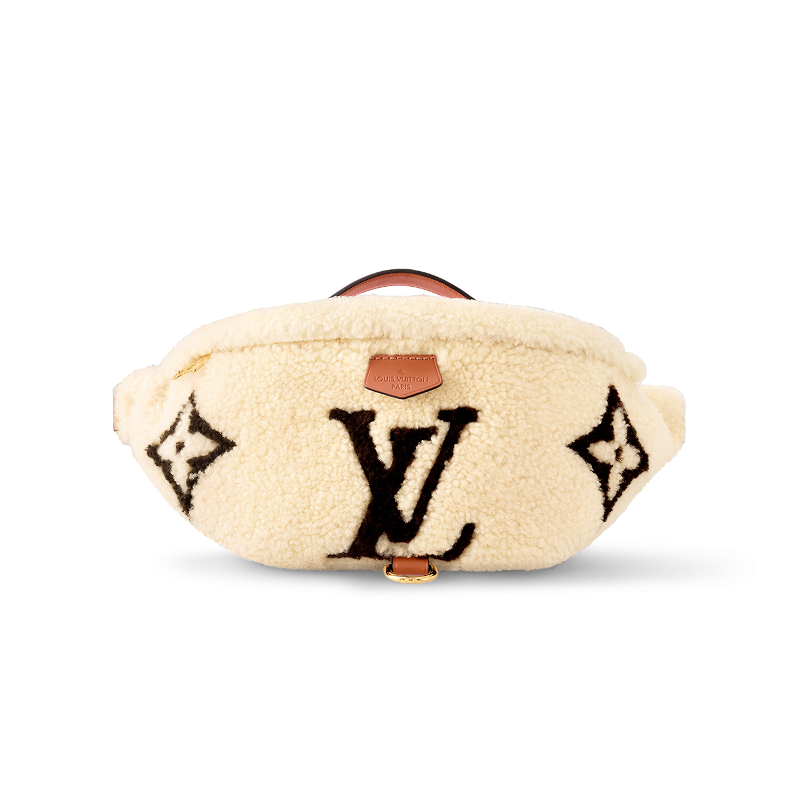 NIGO Louis Vuitton Women's Beige Monogrammed Logo Adjustable Shoulder Strap Wool Leather Waist Bag #nigo97338