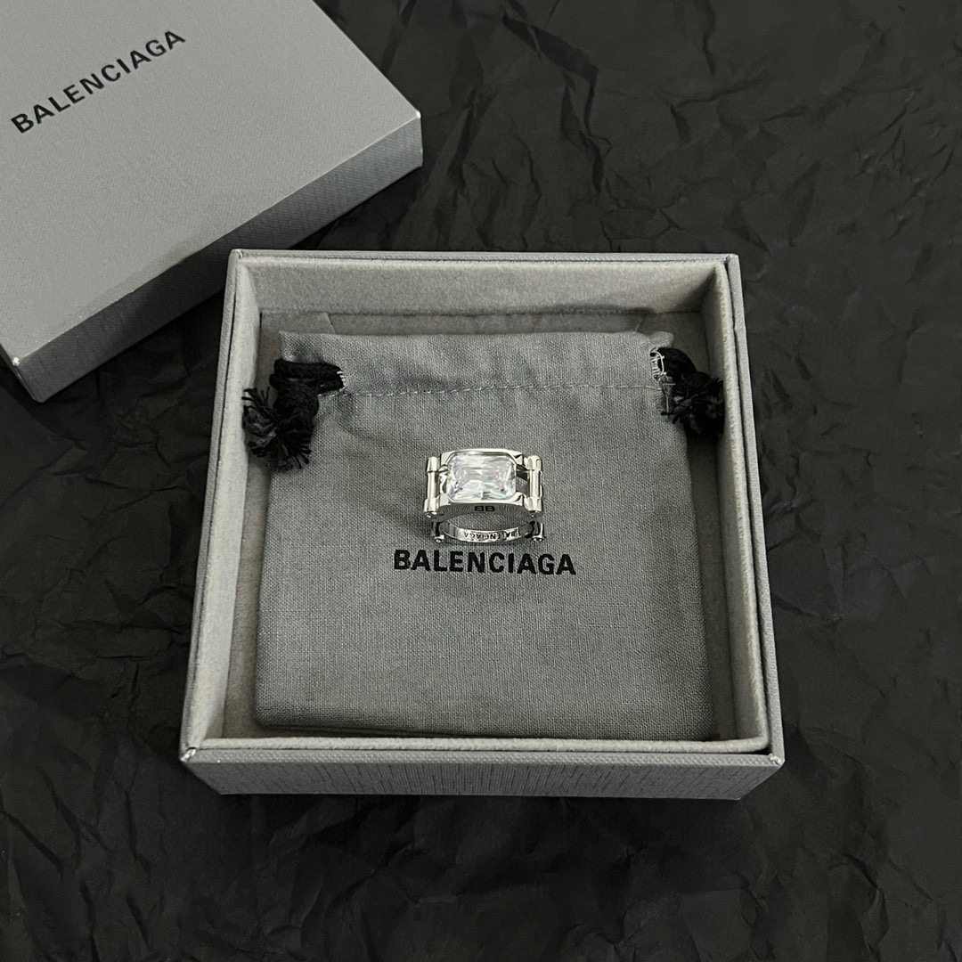 NIGO Balenciaga Metal Monogrammed Rhinestone Double Ring #nigo97355