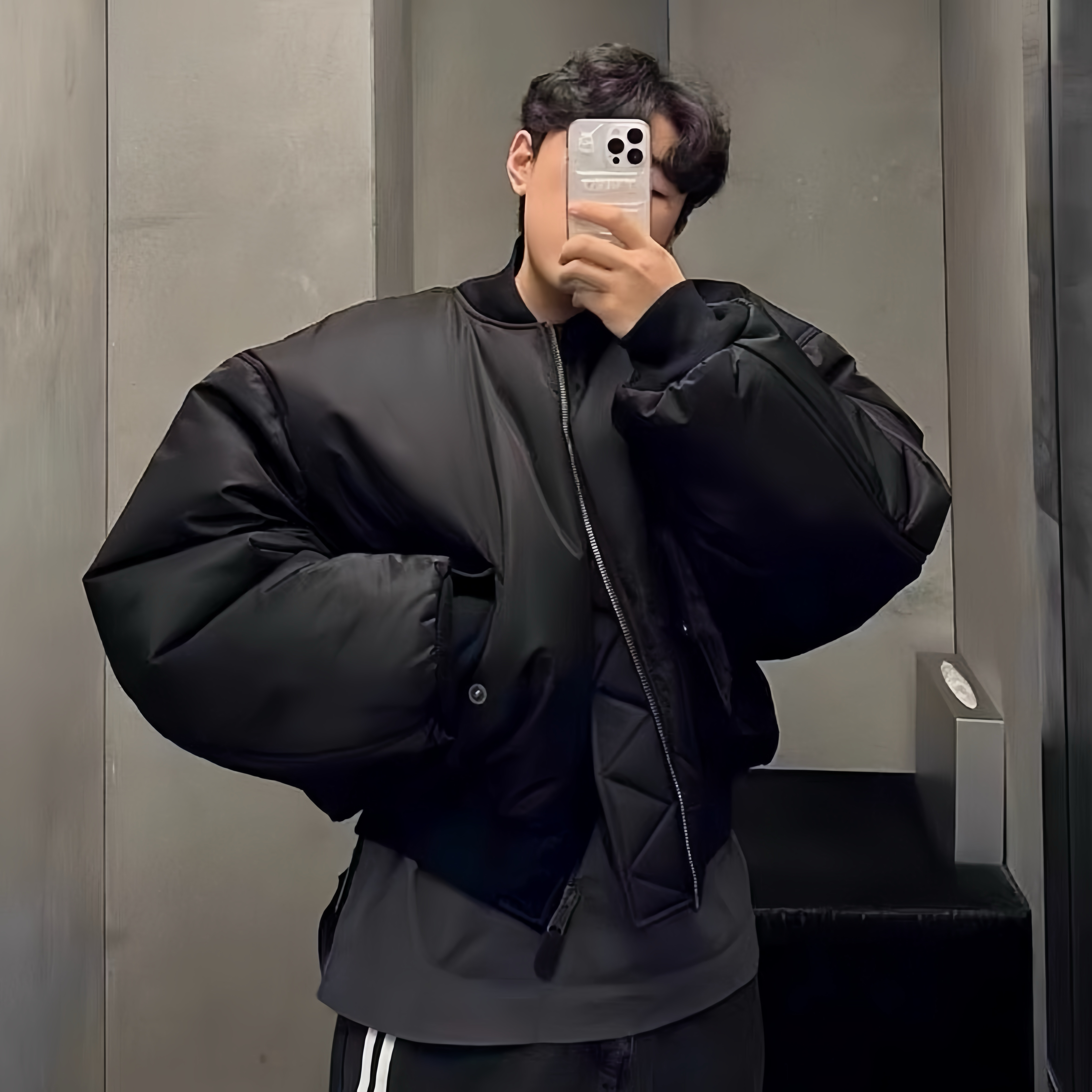 Balenciaga Bomber Jacket Coat in Black Ngvp #nigo6865