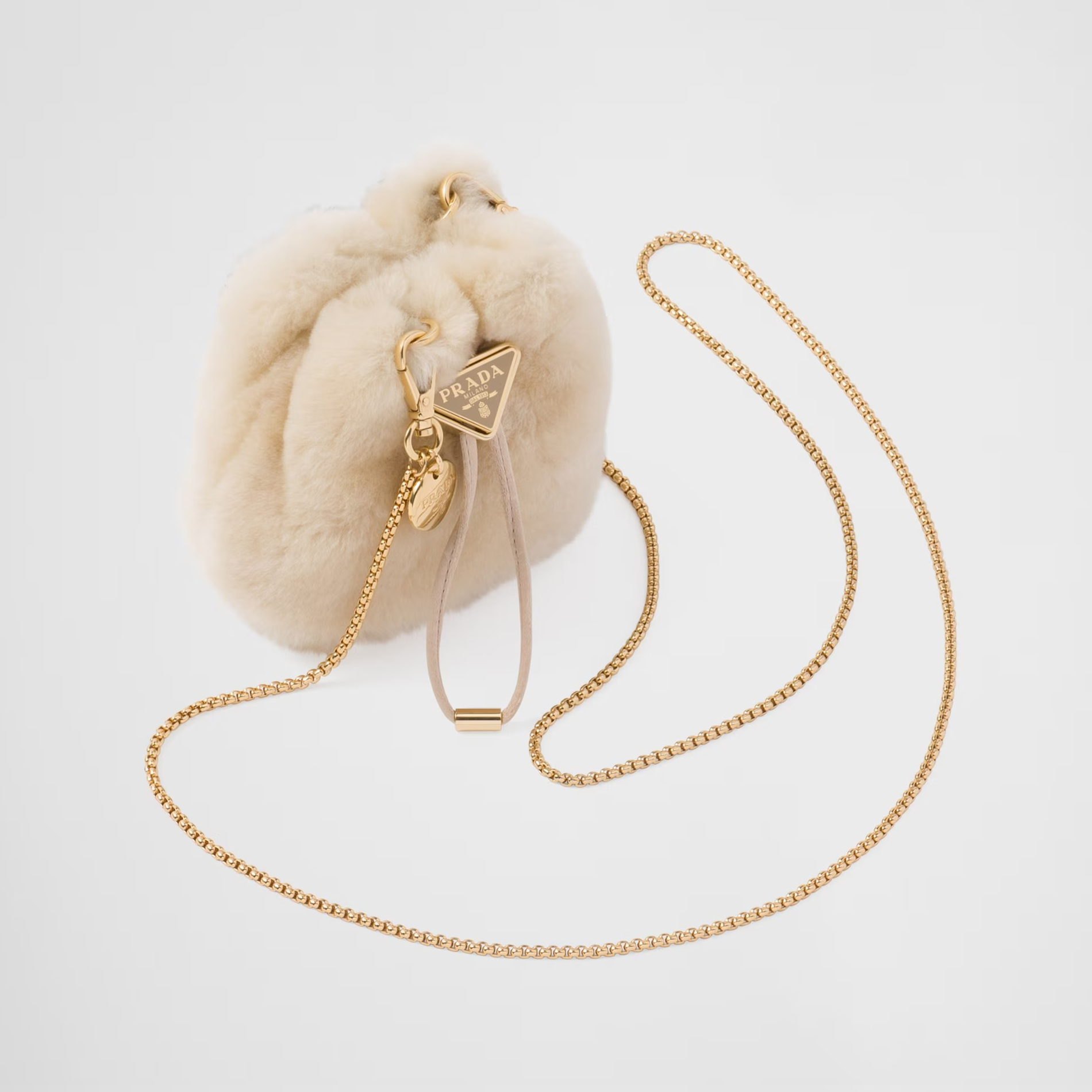 NIGO Prada Women's Shearling Mini-Pouch Wool Chain Shoulder Clutch Bag Bags #nigo97364