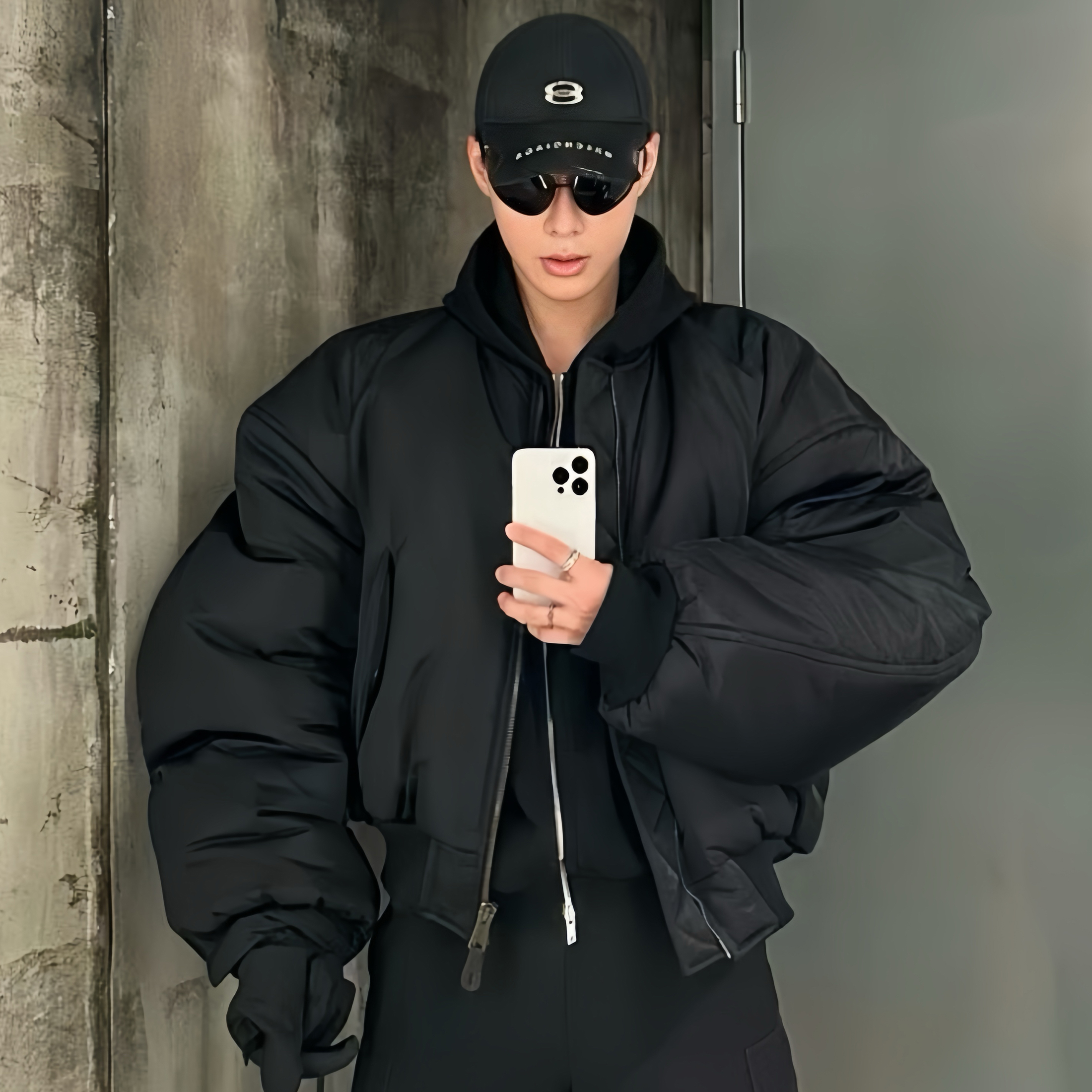 Balenciaga Bomber Jacket Coat in Black Ngvp #nigo6865