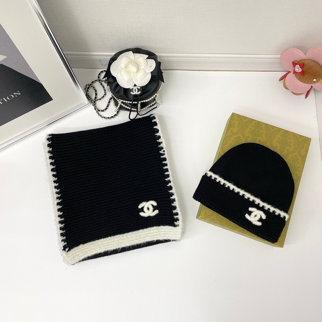 NIGO Chanel Women's Ladies Winter Cashmere Wool Hat Scarf Set Suit #nigo97382