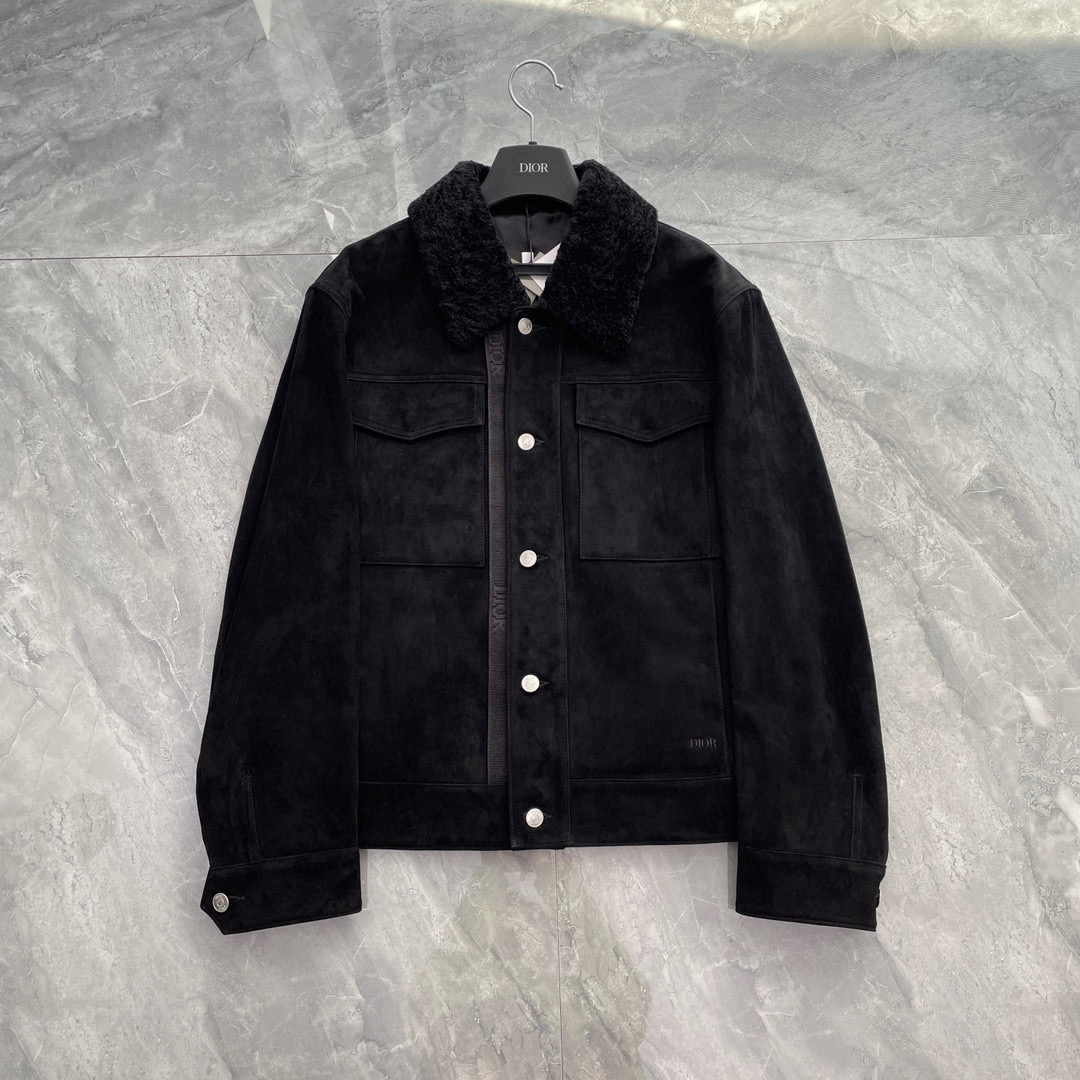 NIGO Dior Men's Autumn And Winter Solid Color Lapel Casual Single Breasted Cowhide Leather Short Jacket Ngvp #nigo7226